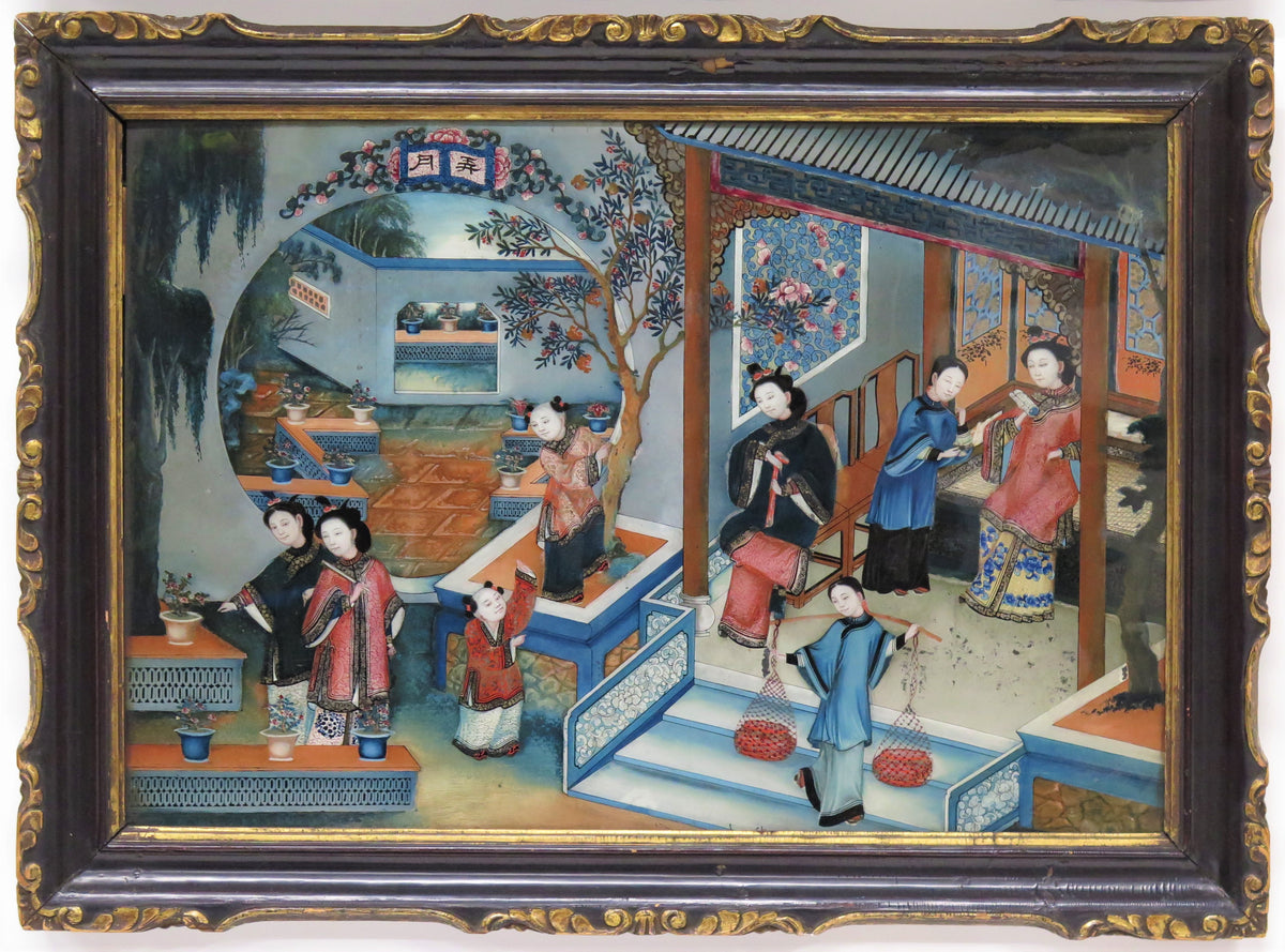 Pair of Fine Chinese Export Reverse Paintings on Glass, Circa 1830 ...