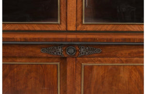 English Regency Bookcase of Mahogany with Gilt Bronze and Ebonized Ornament