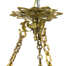 A French Art Deco alabaster and gilt bronze chandelier