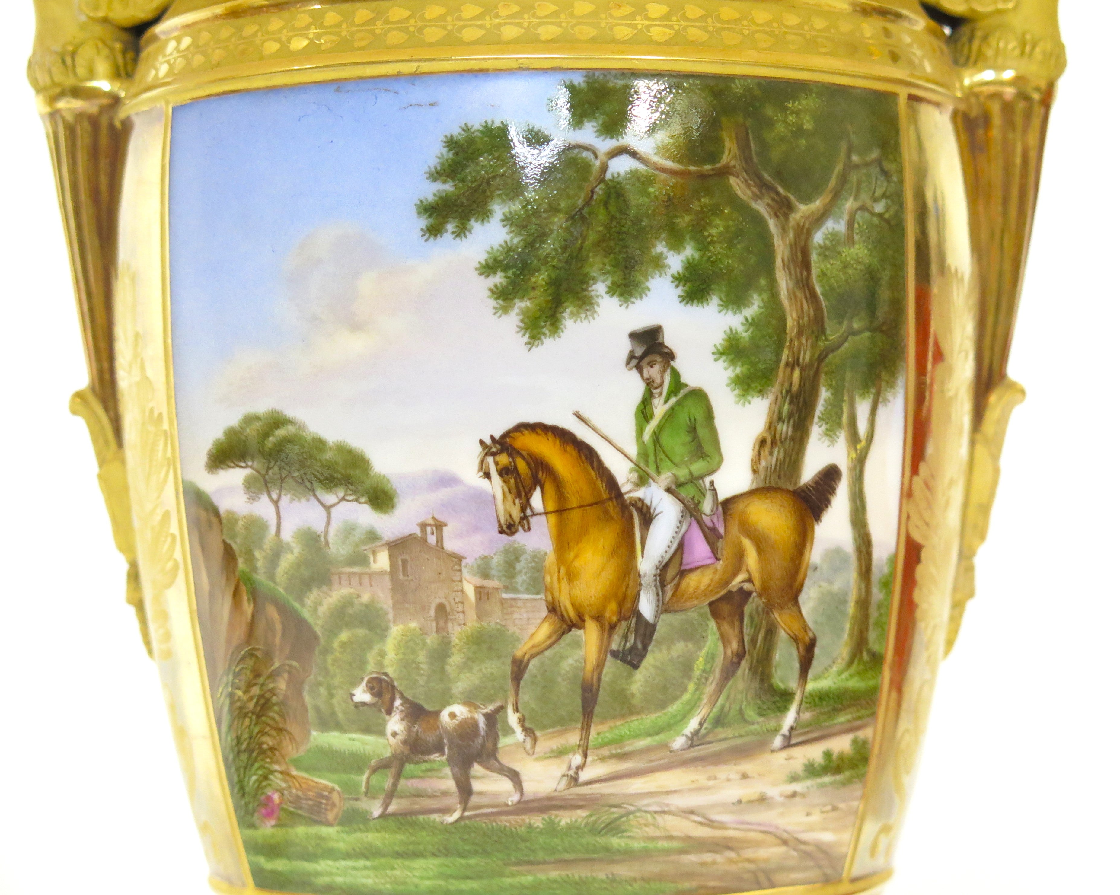 Pair of Gilt Bronze and "Old Paris" Porcelain Neoclassical Table Lamps