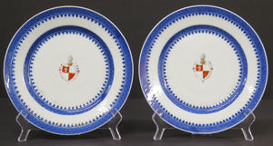 Pair of Chinese Export Armorial Plates / Marsh Family, Circa 1790