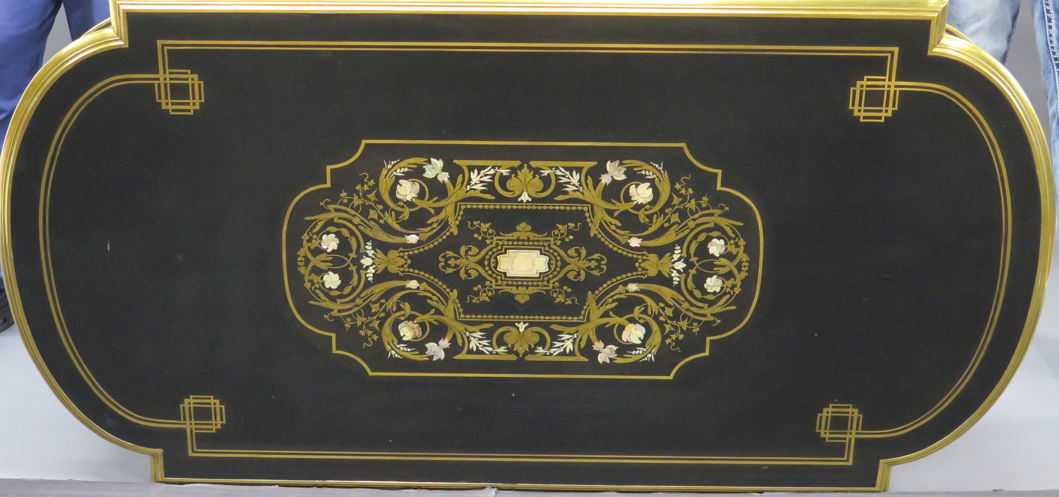 Napoleon III Center Table with Bone, Mother of Pearl, and Brass Inlay