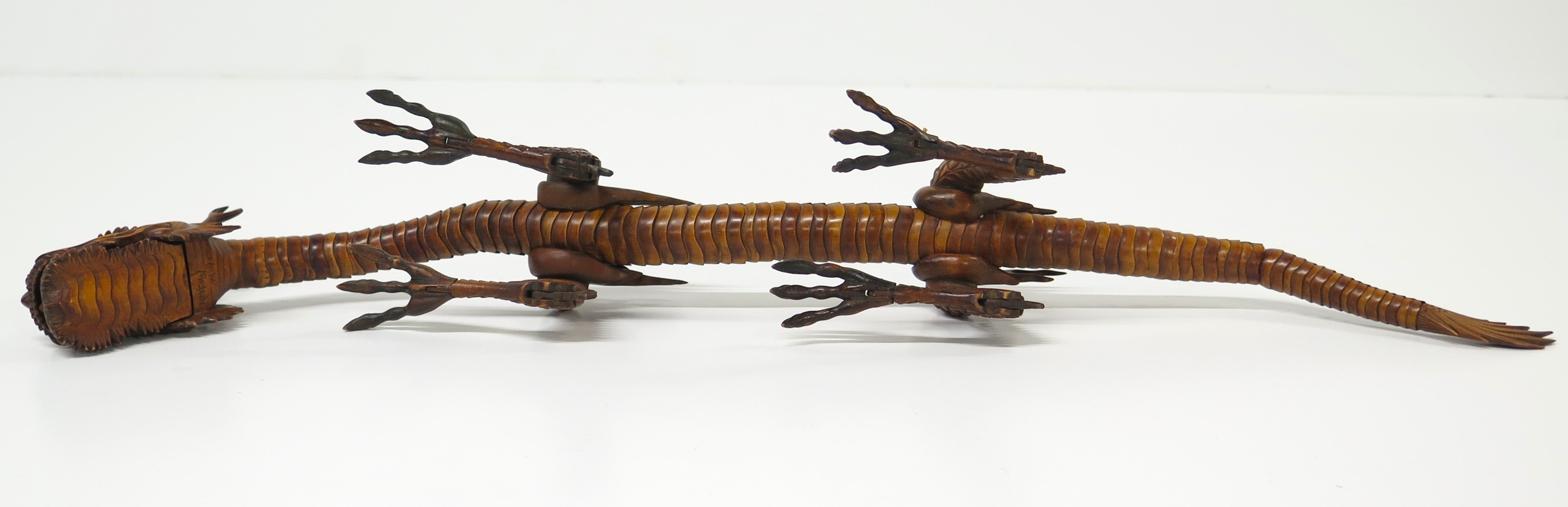 Antique Japanese Carved Boxwood Jizia-Okimono of a Dragon