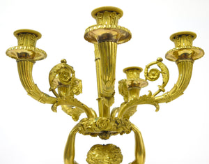 A Pair of French Empire Six Light Figural Candelabra