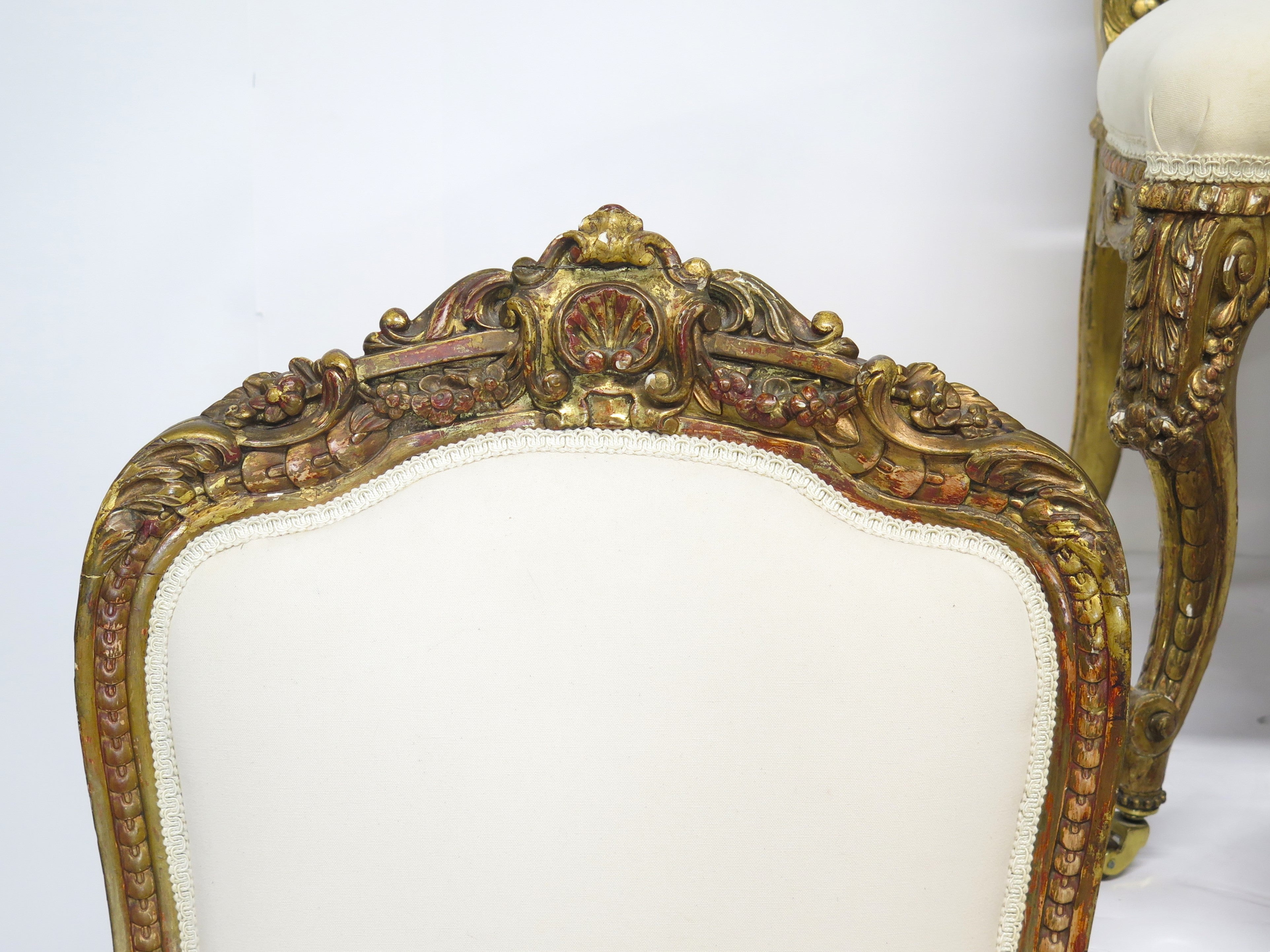 A Set of Six 19th Century Italian Giltwood Chairs