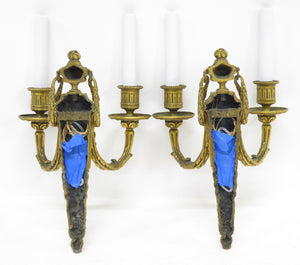 Pair of Gilt Bronze Louis XVI-Style Sconces by Edward F. Caldwell & Co.