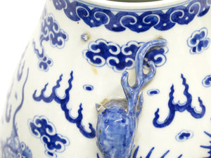 A Pair of Chinese Blue and White Gu form Vases