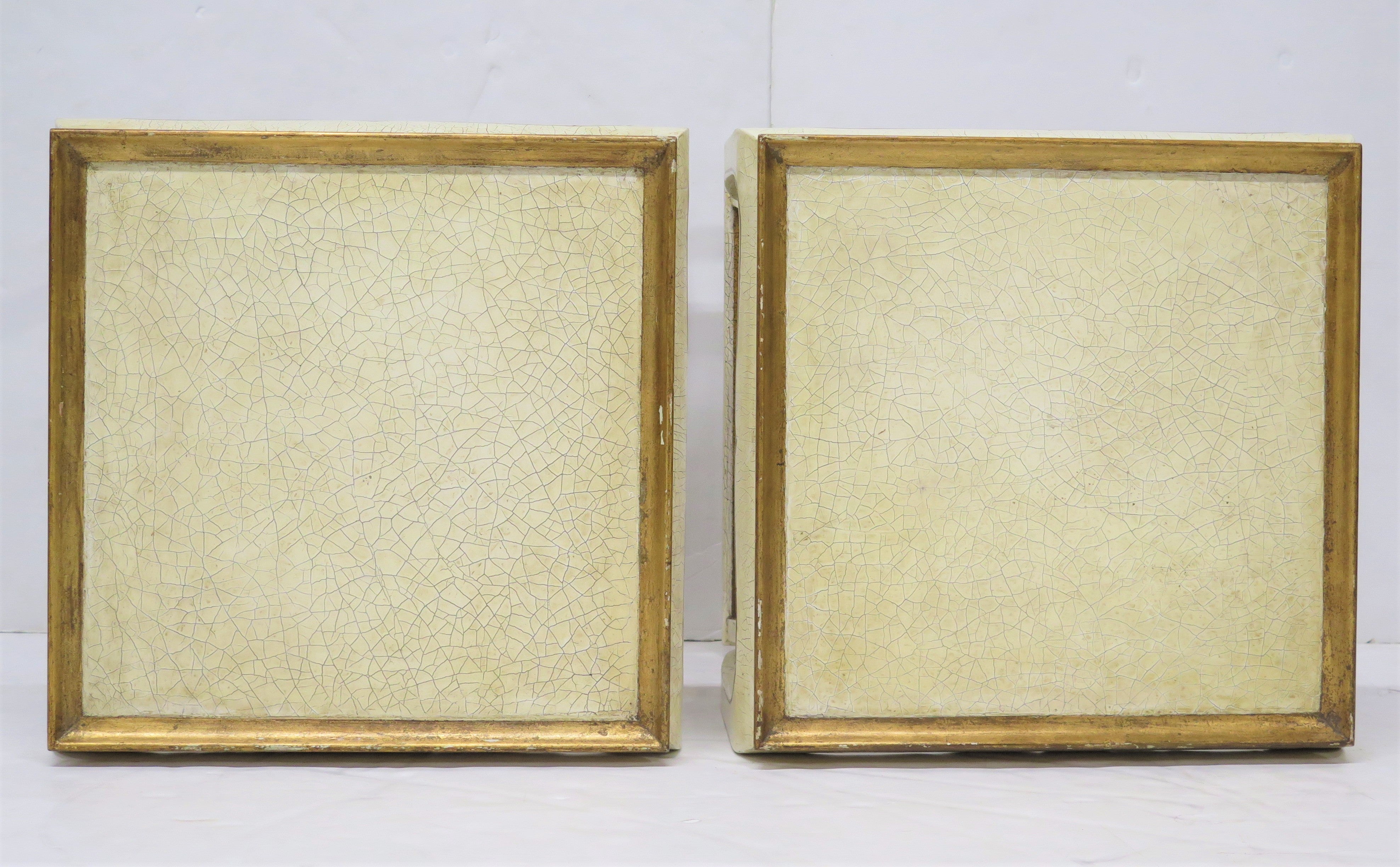 Pair of White and Gold Lacquered Tables
