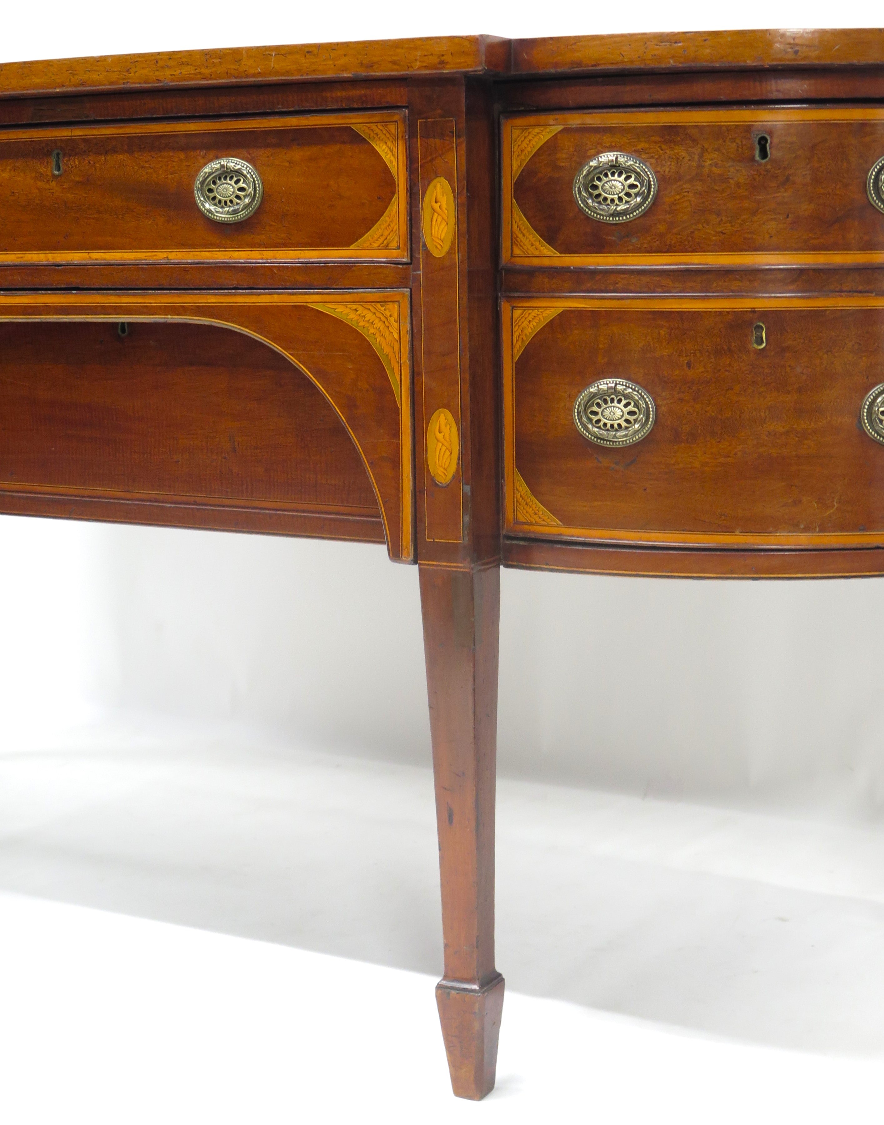 A Very Fine Mahogany, Satinwood and Harewood Stepped Bow Front Sideboard