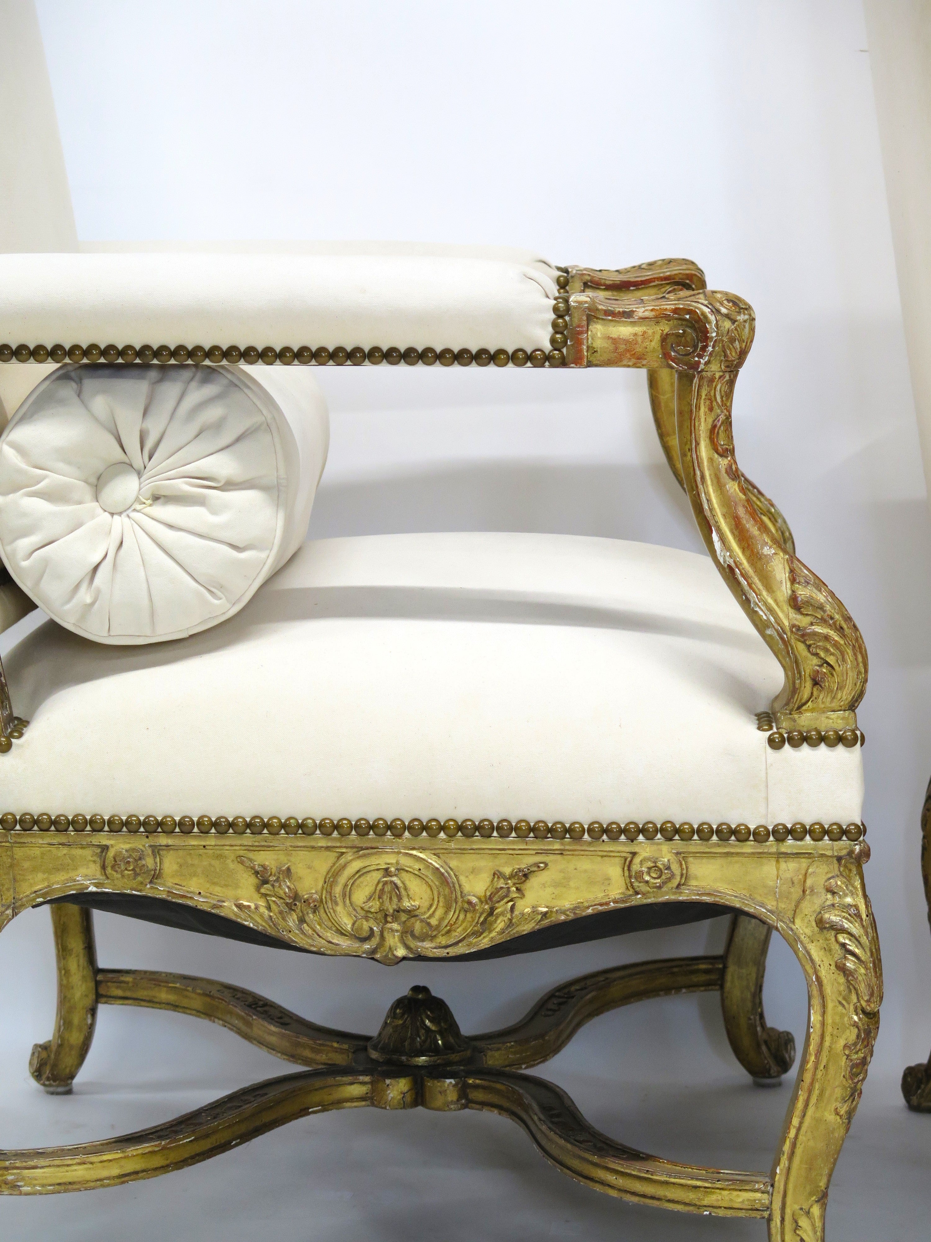 Pair of 19th Century Louis XV Style Giltwood Fauteuils