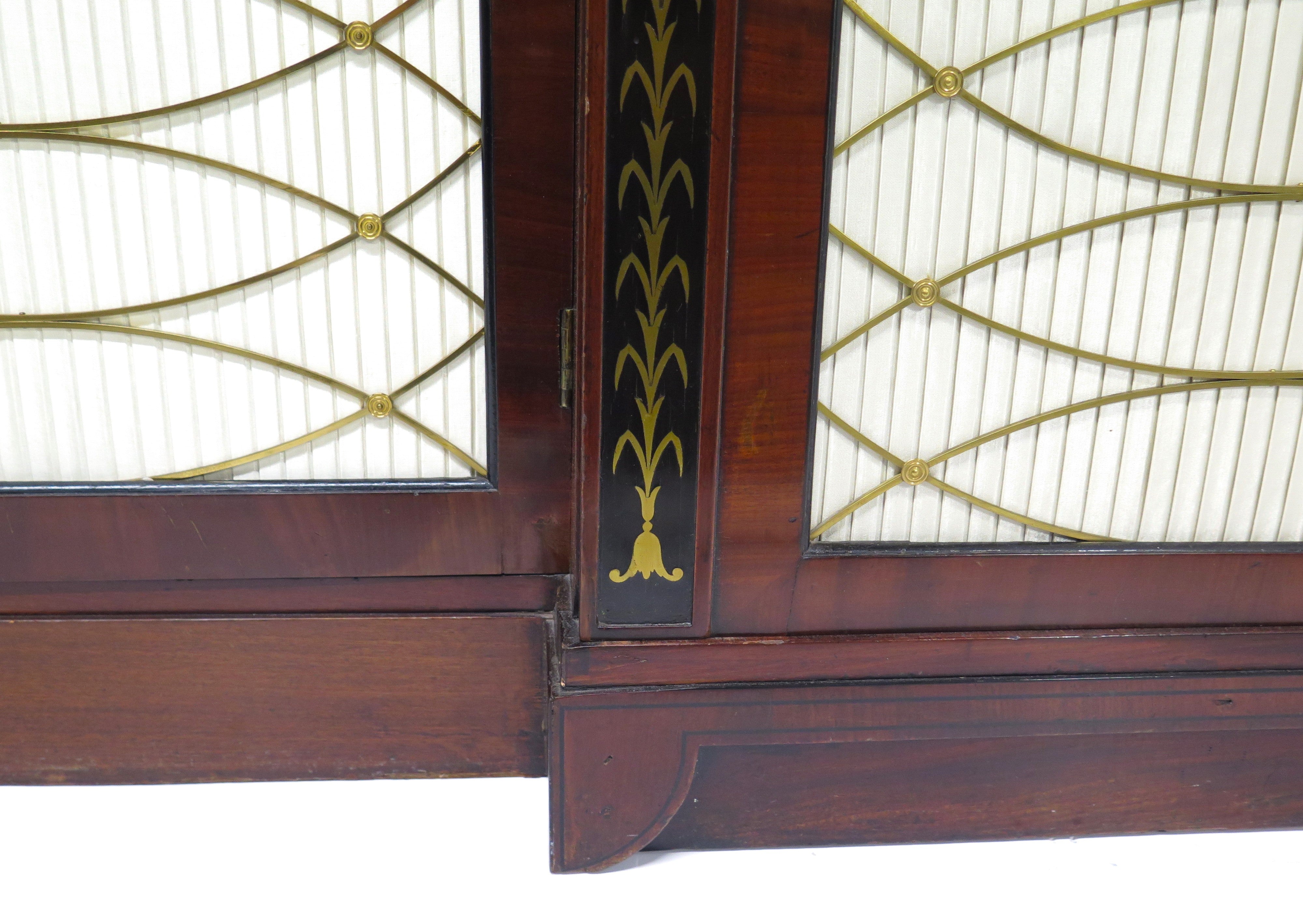 English Regency Brass Inlaid Mahogany and Ebony Cabinet