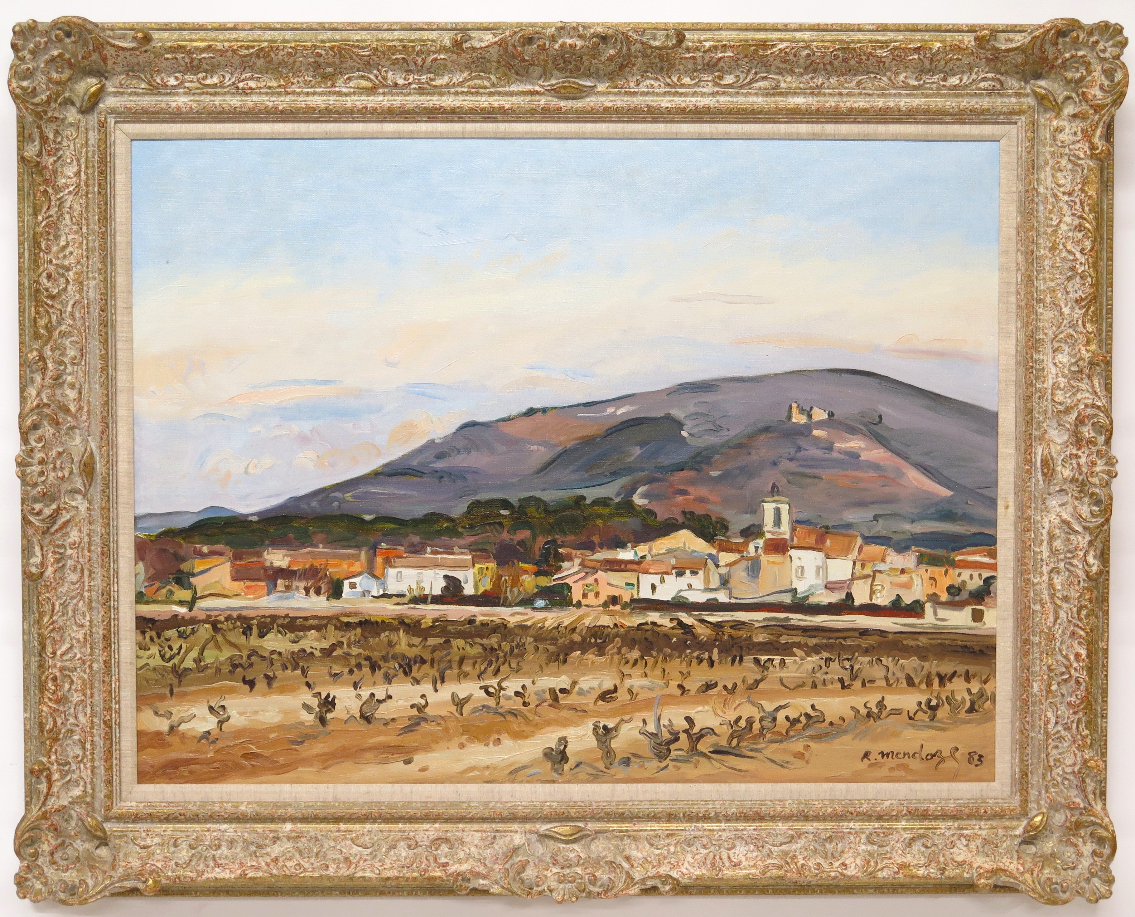 "Vue de Garéoult, Var" 1983 by Robert Mendoze (French, 1930-2014)