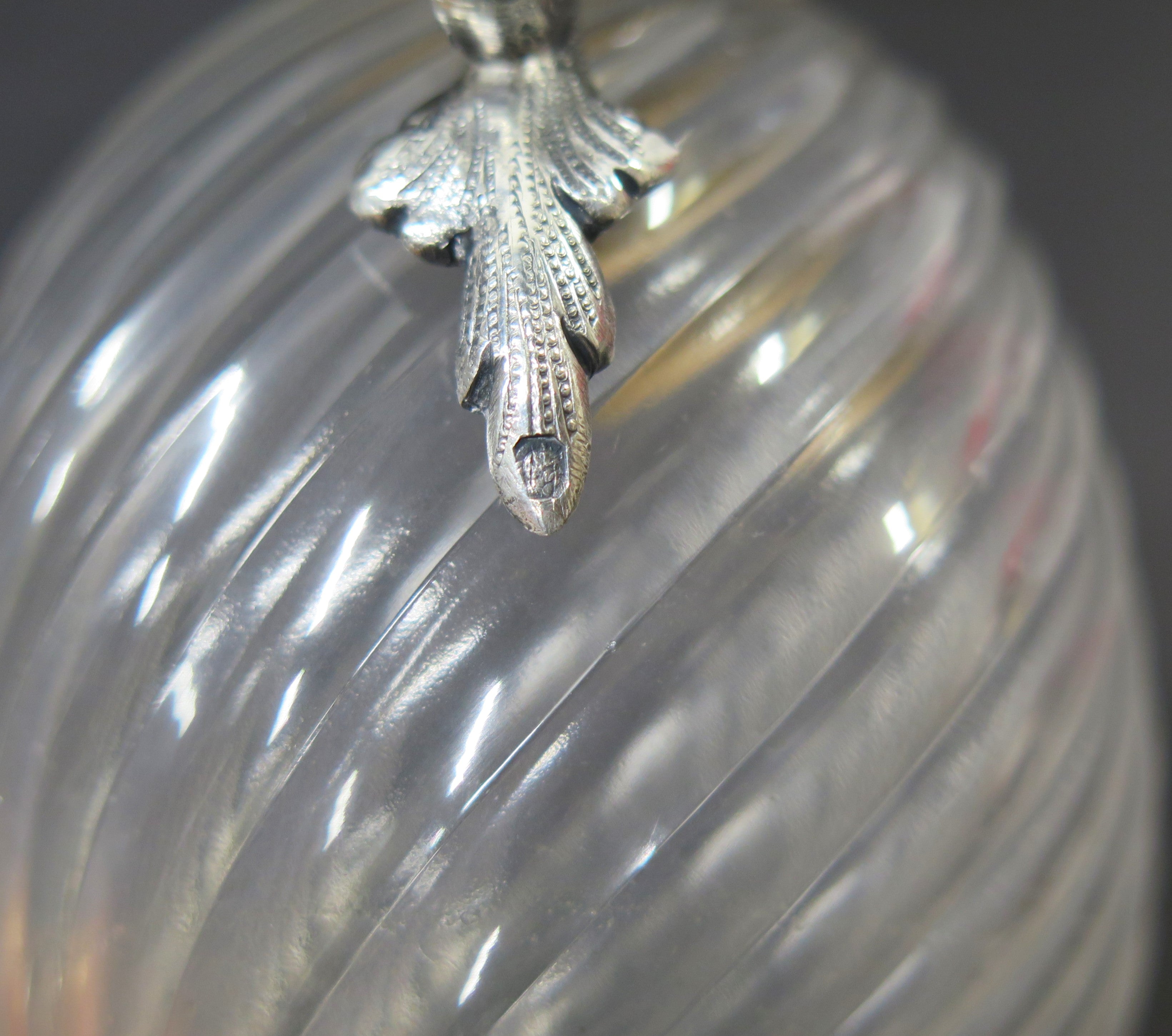 Antique French Sterling Silver Cut Crystal Claret Jug, Ewer