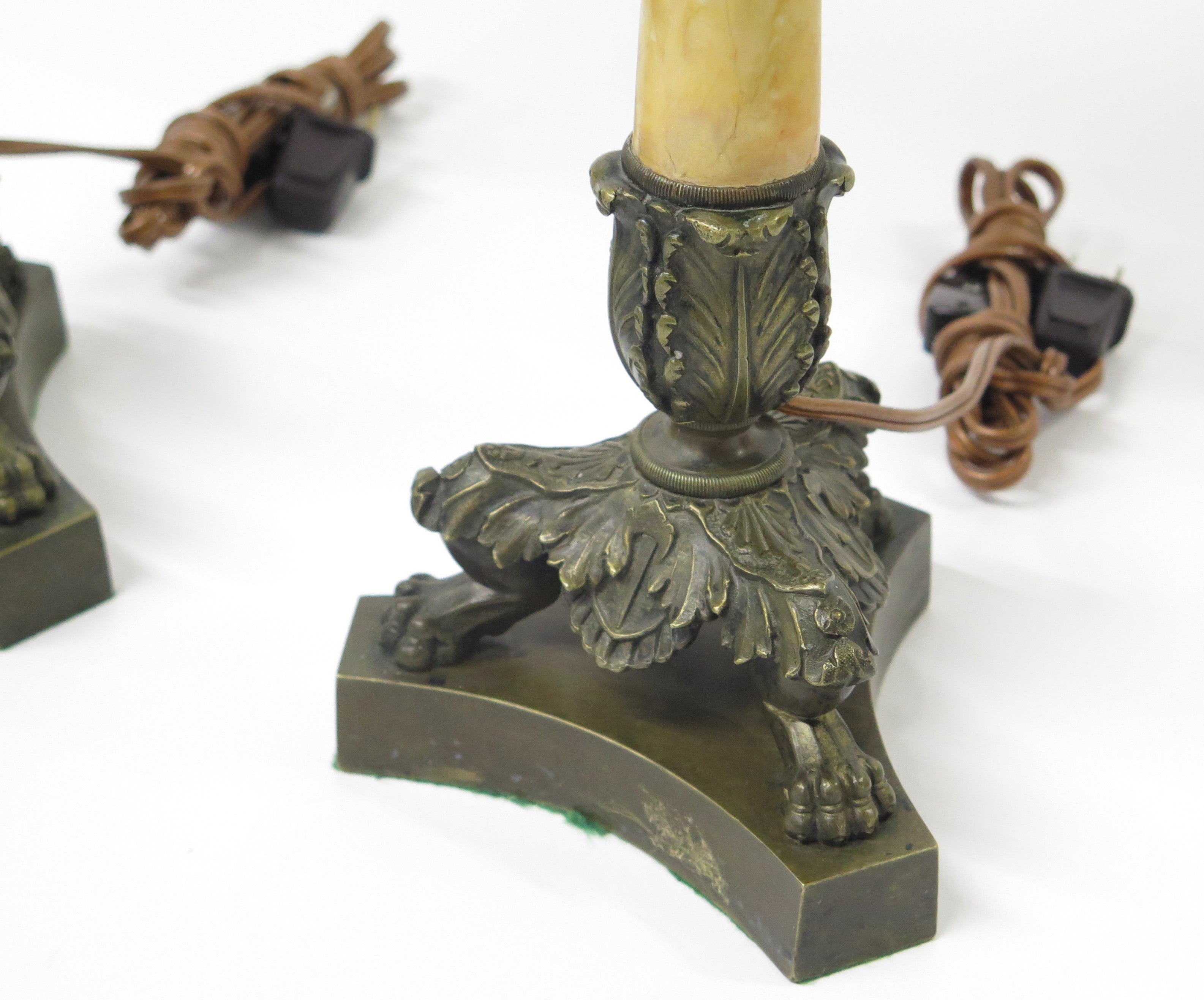 Pair of Charles X Patinated Bronze Lamps