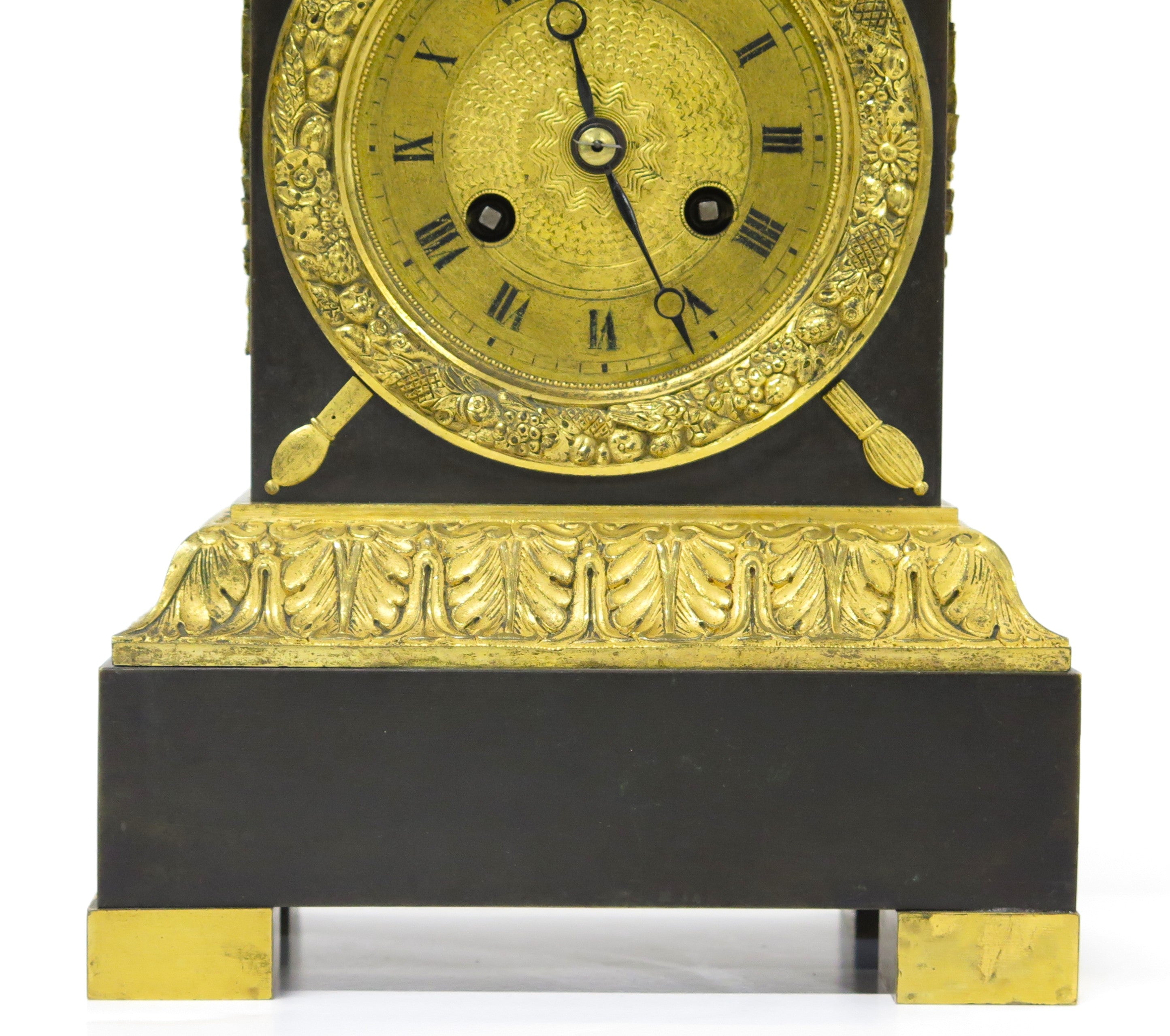French Empire Patinated and Gilt Bronze Clock by Cleret