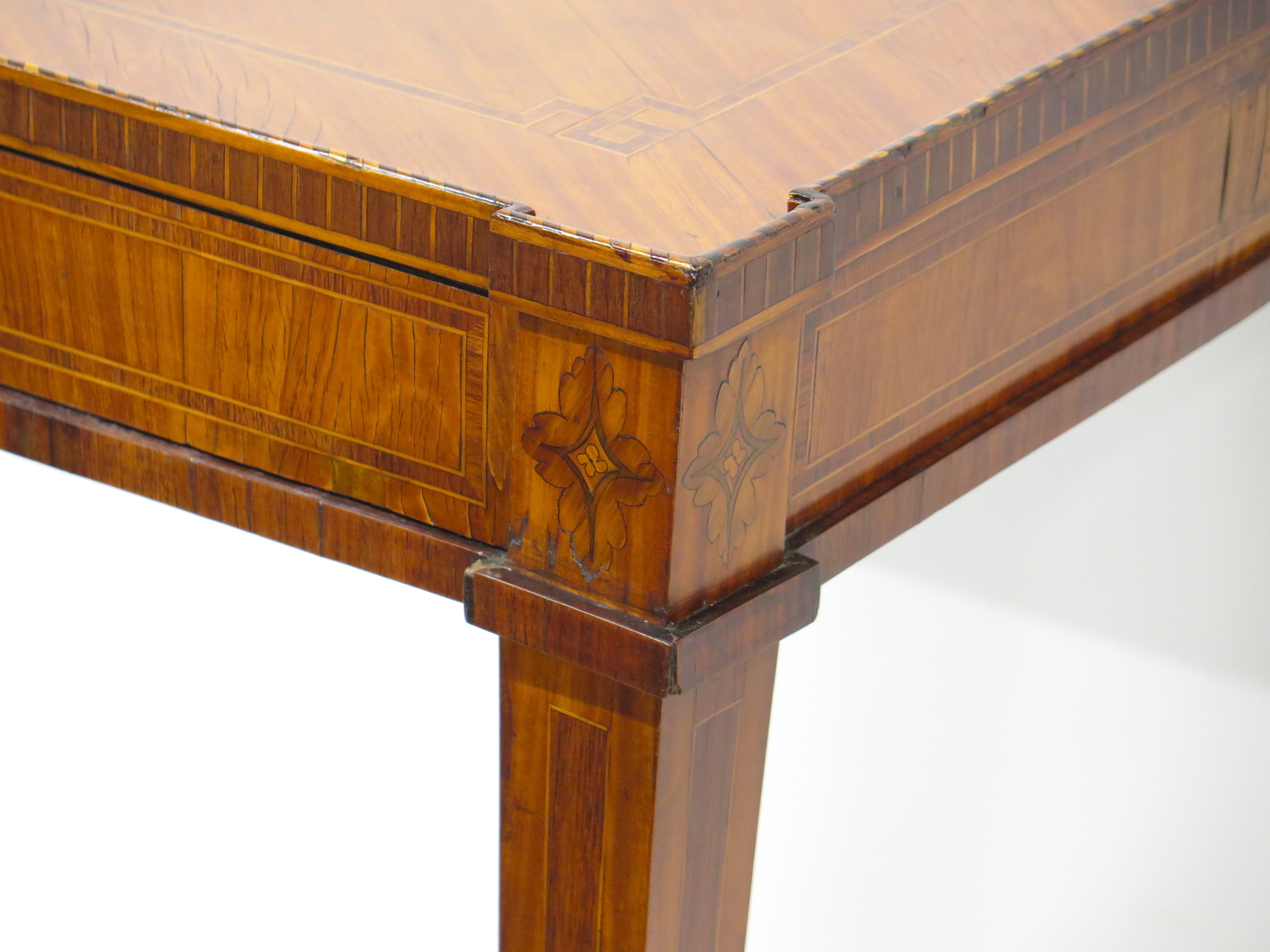 A Late 18th / Early 19th Century Dutch Marquetry Inlaid Veneered Silver Table
