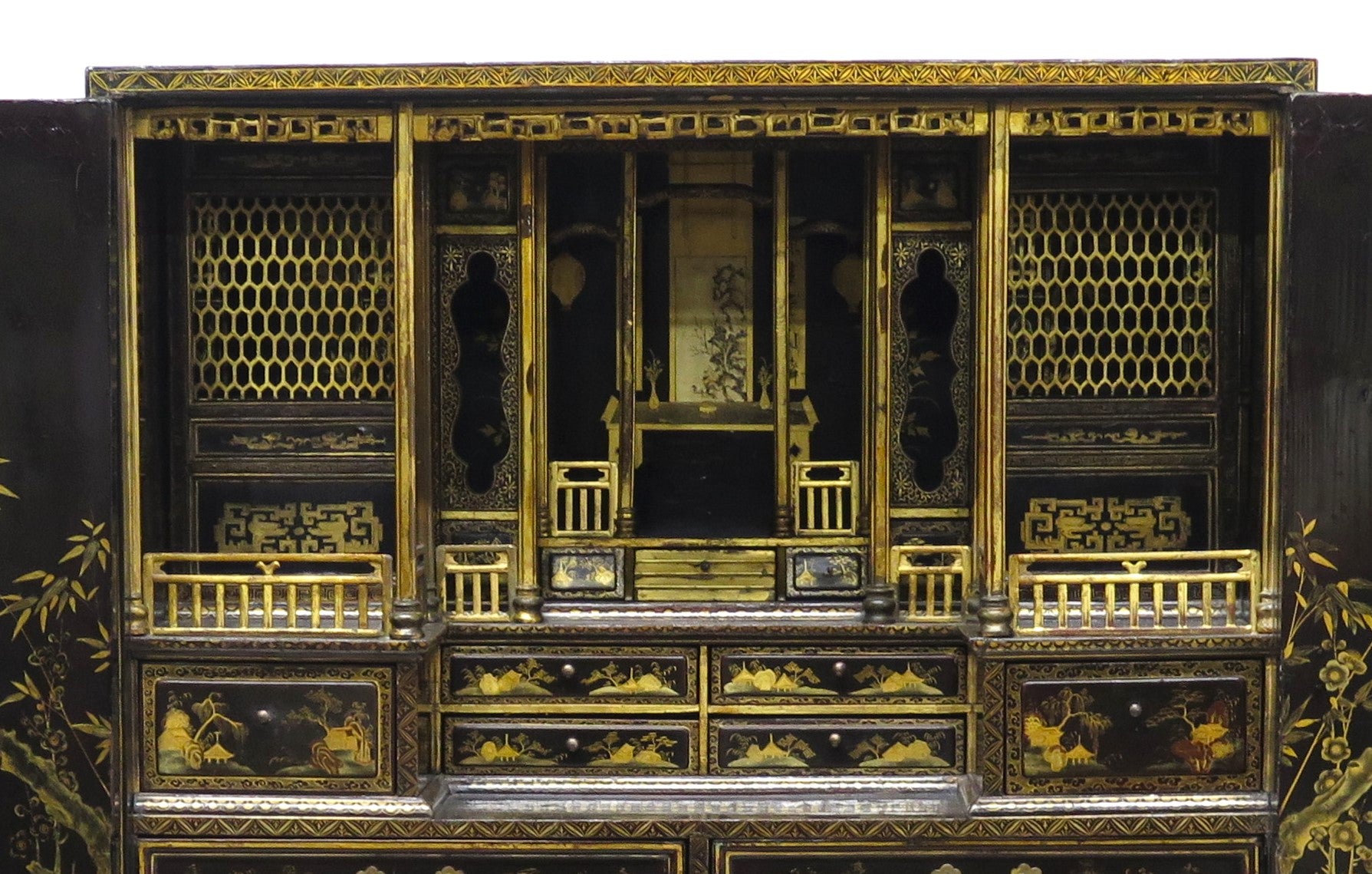 Late 18th Century Rectangular Chinese Export Lacquered Cabinet on Stand