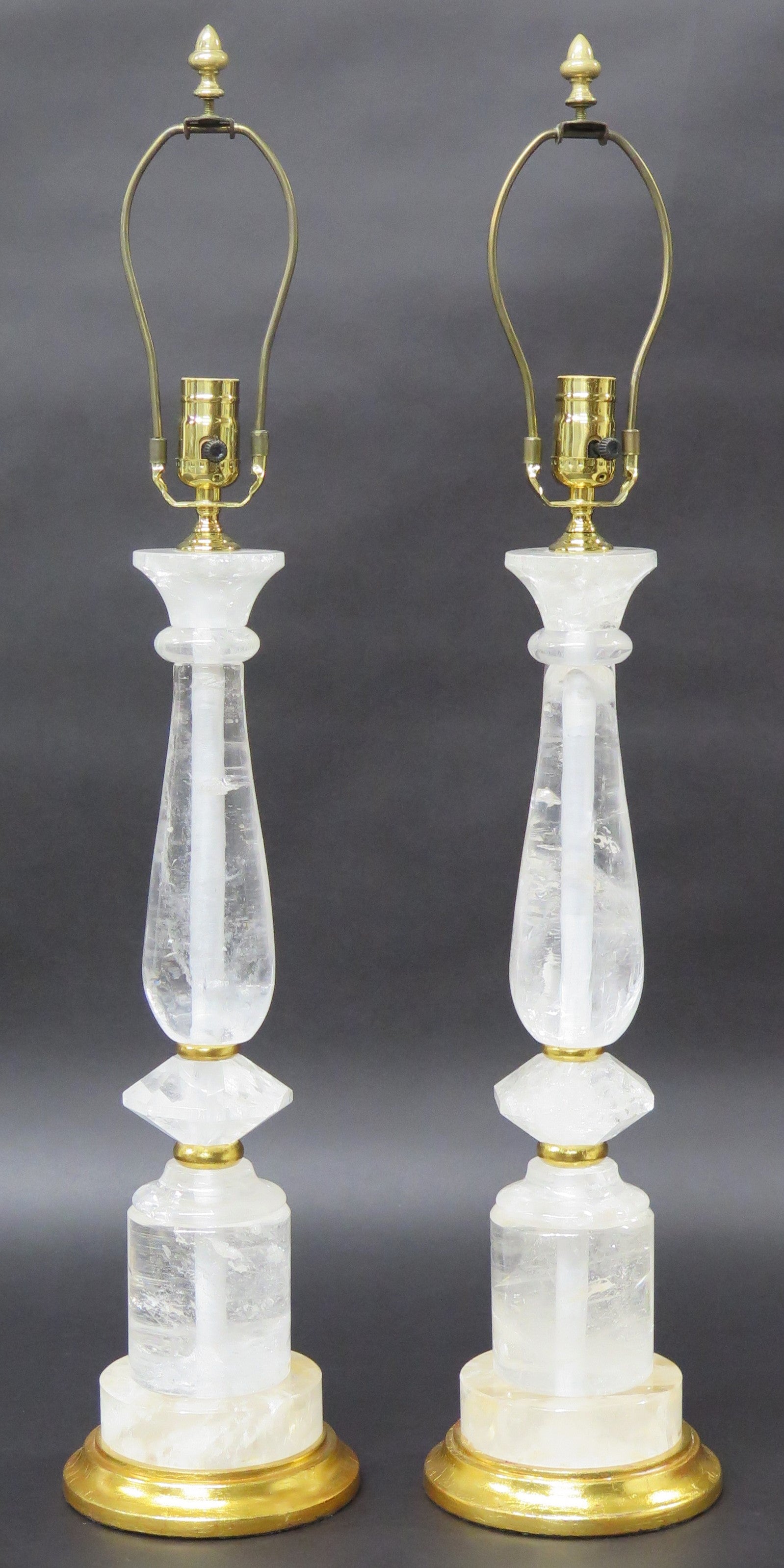 A Pair of Rock Crystal and giltwood Lamps