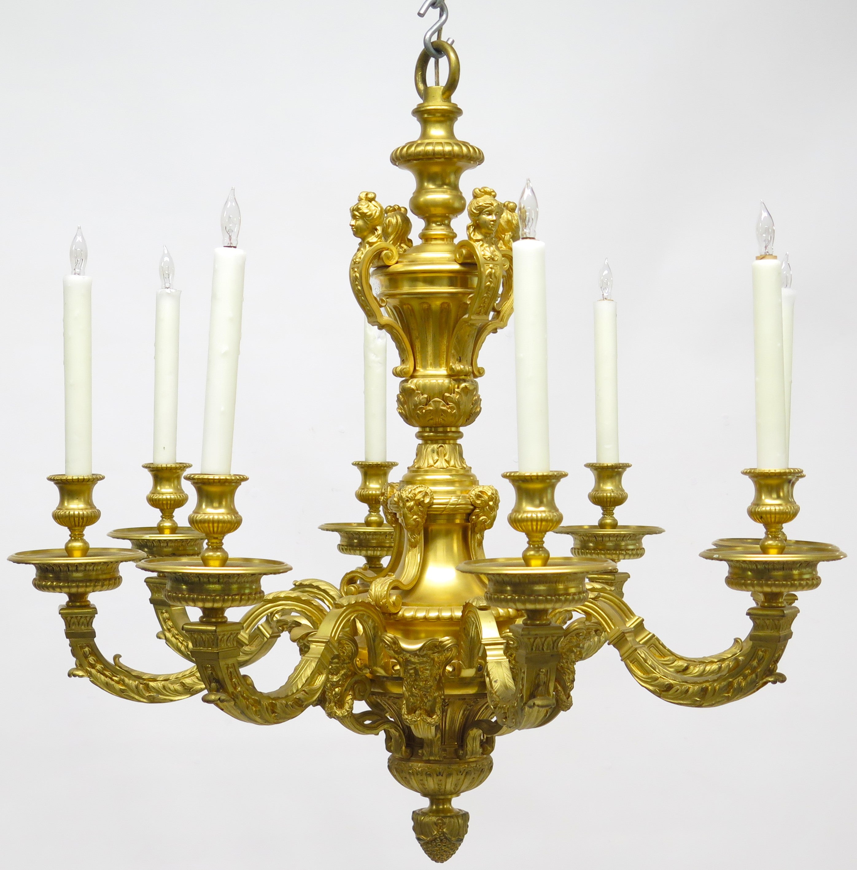 A Handsome French 19th Century Louis XIV Style Ormolu Chandelier