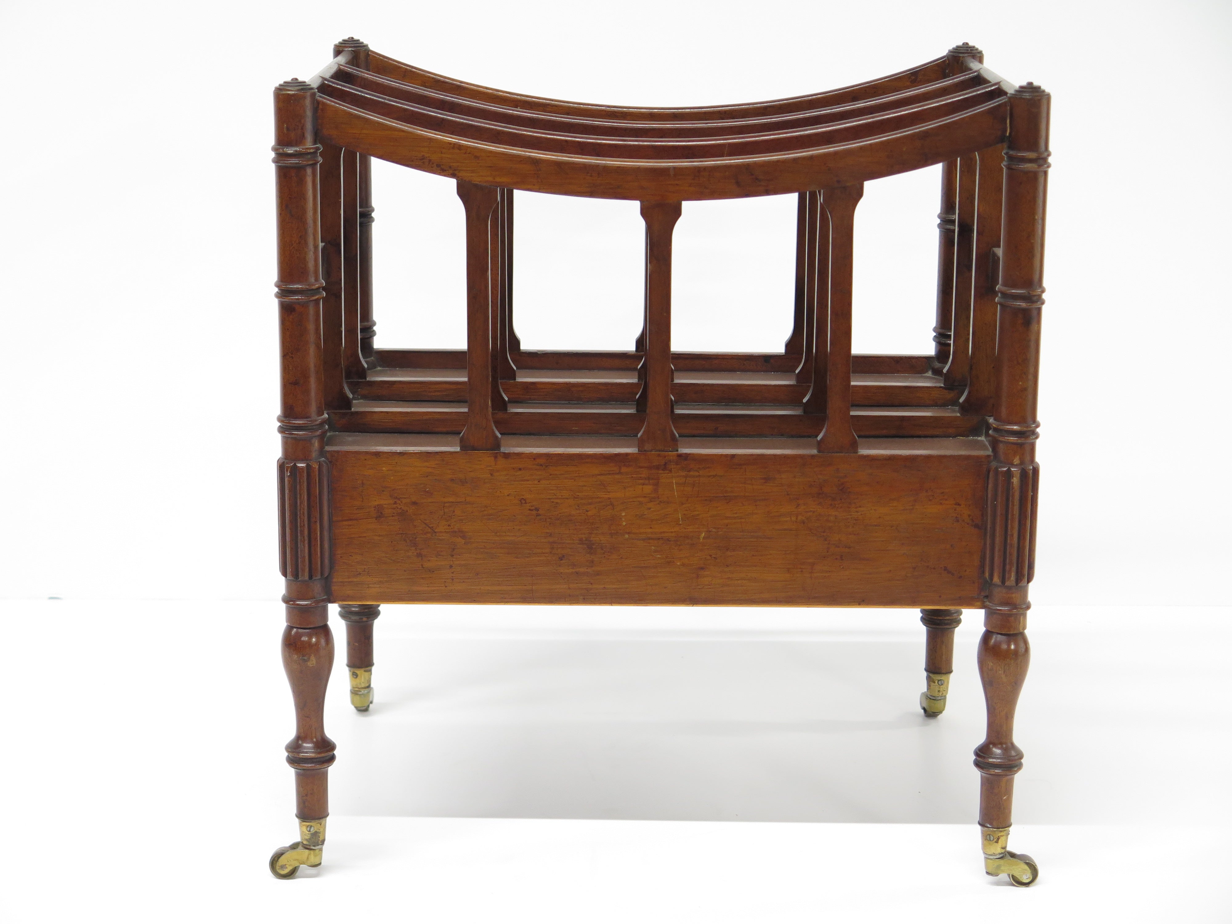 An Early 19th Century Mahogany Concave Shaped 4 Section Canterbury