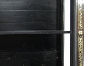 North Italian Ebonized Marquetry Inlaid Vitrine Cabinet Illuminated