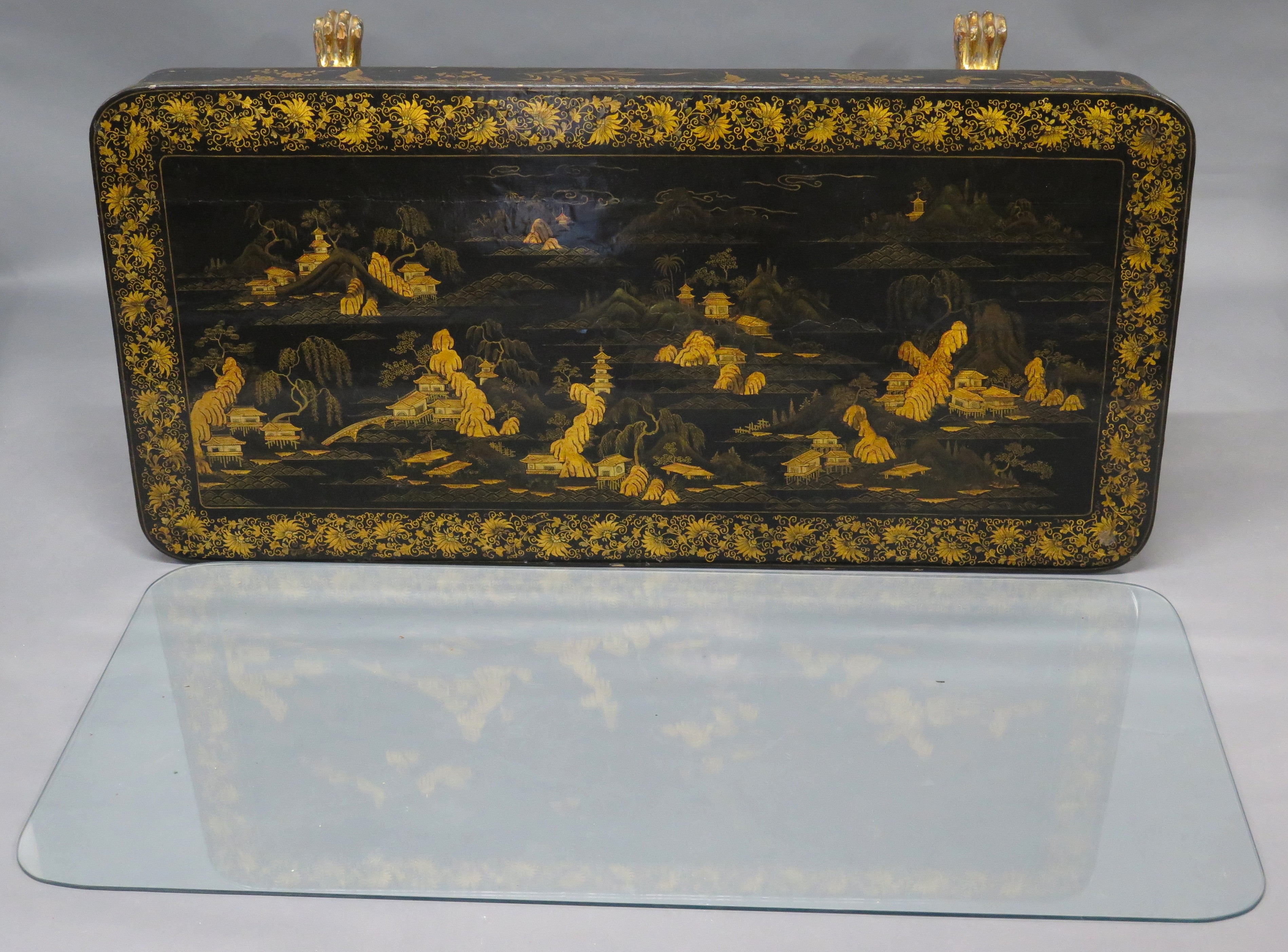 Chinese Export Black Lacquer and Gold Writing Table / Desk