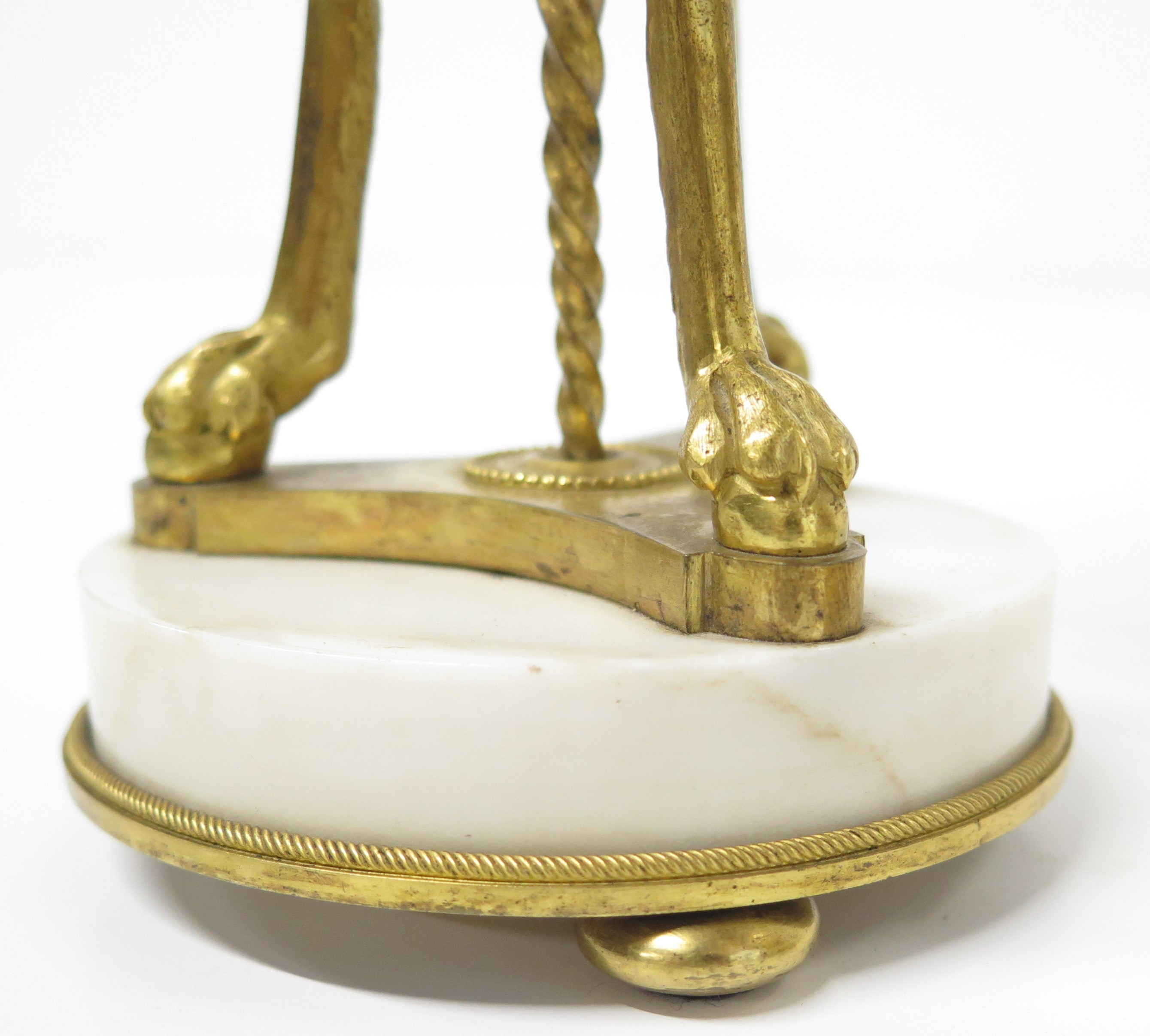 A Pair of Louis XVI Ormolu and White Marble Cassolettes