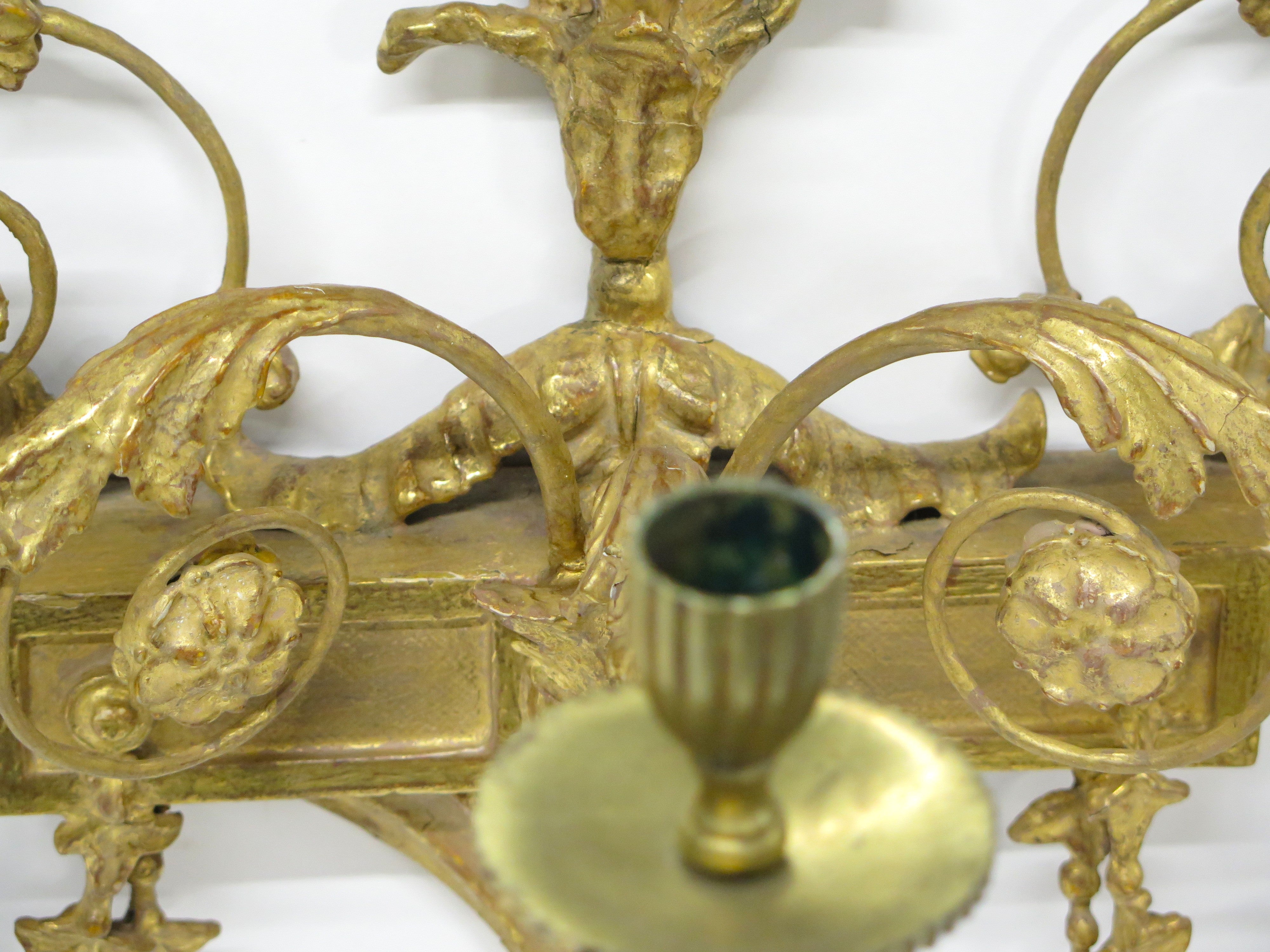 Pair of Georgian Revival Robert Adam-Style 3-Light Girandoles