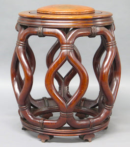 Chinese Hardwood Stool / Low Occasional Table of Barrel Form