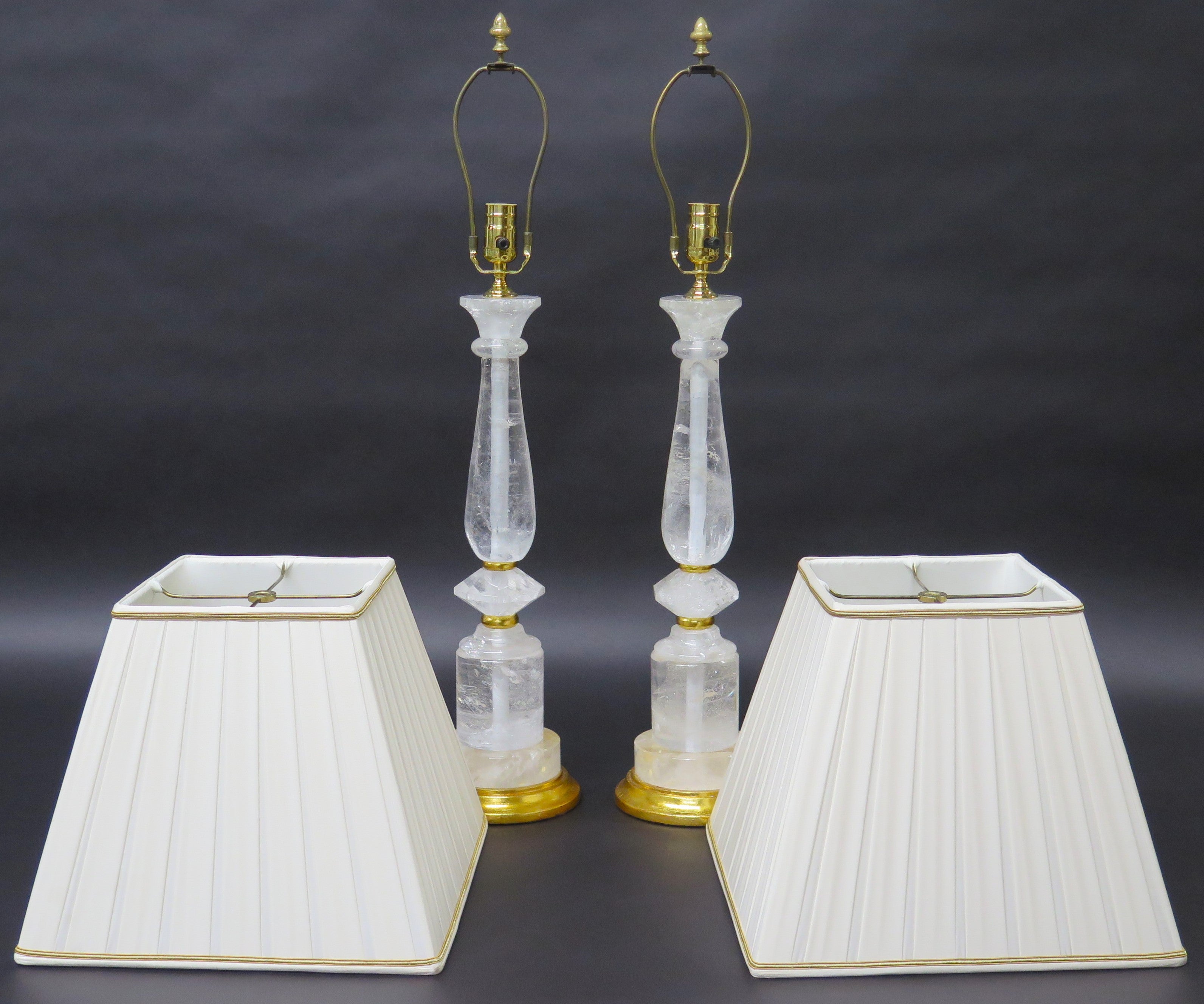 A Pair of Rock Crystal and giltwood Lamps