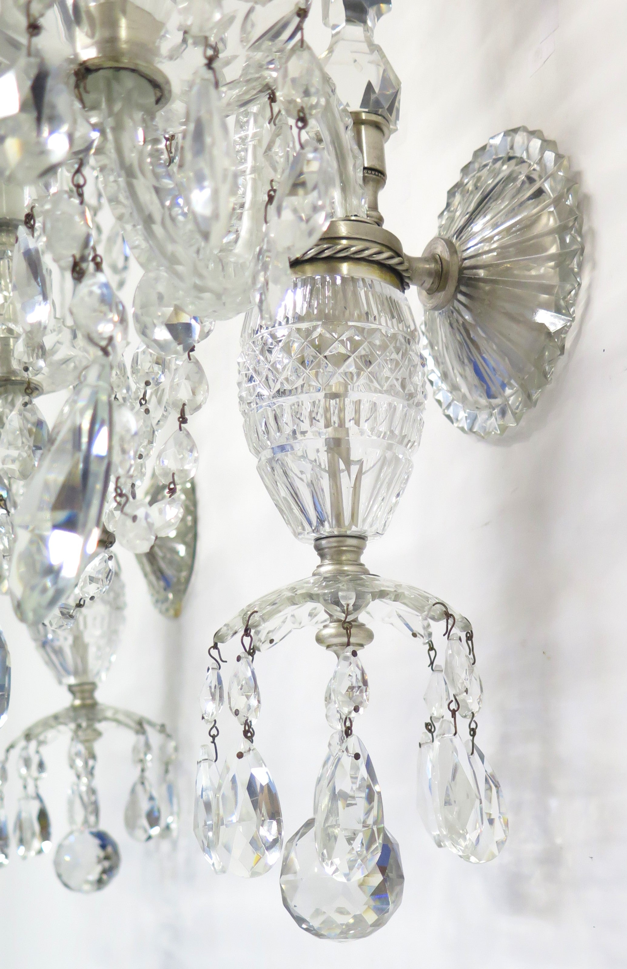A Large Scale Pair of Georgian Design Two Light Crystal Sconces