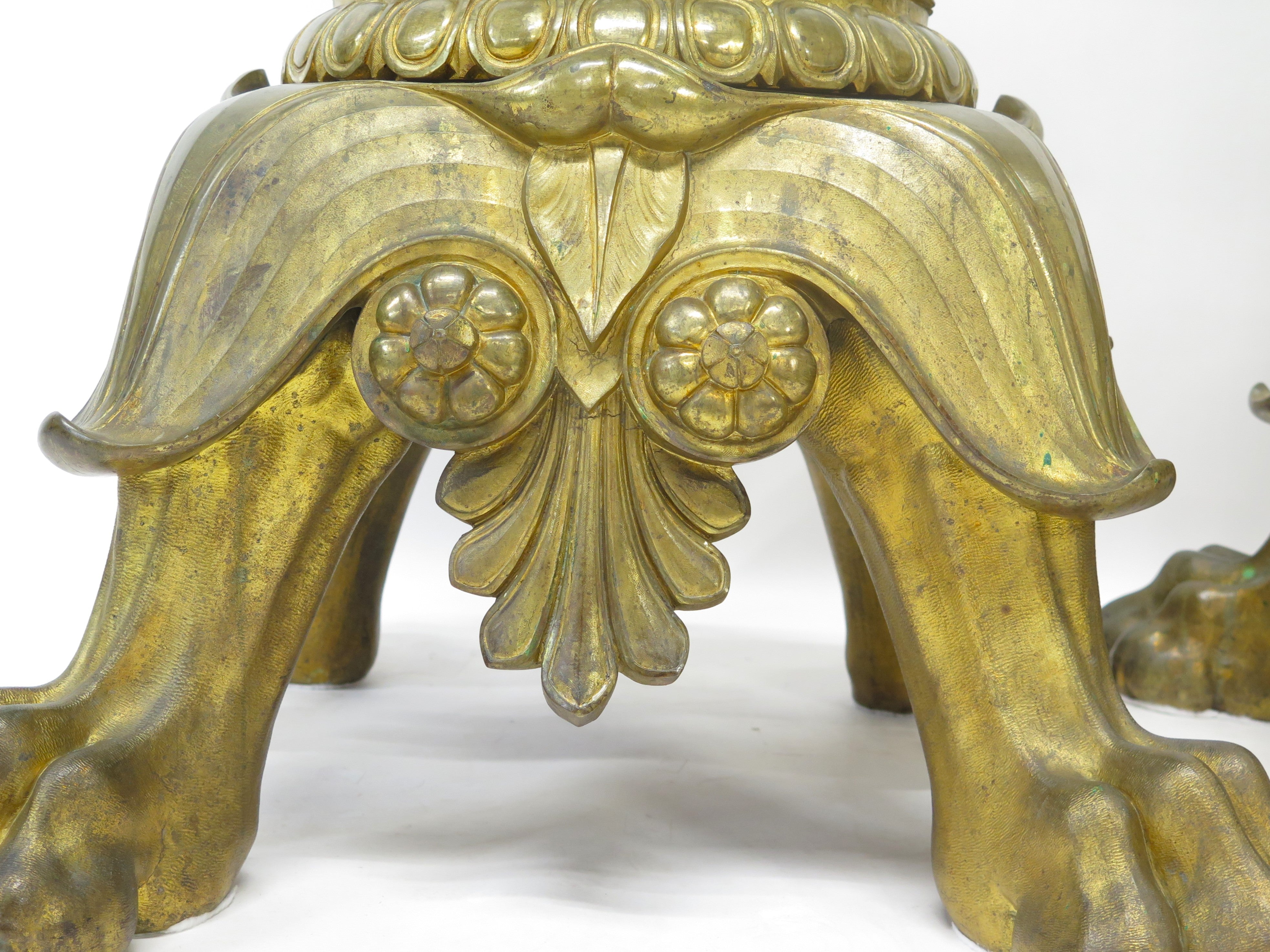 A Pair of Large, Impressive Mid-19th Century Gilt Bronze Torchieres