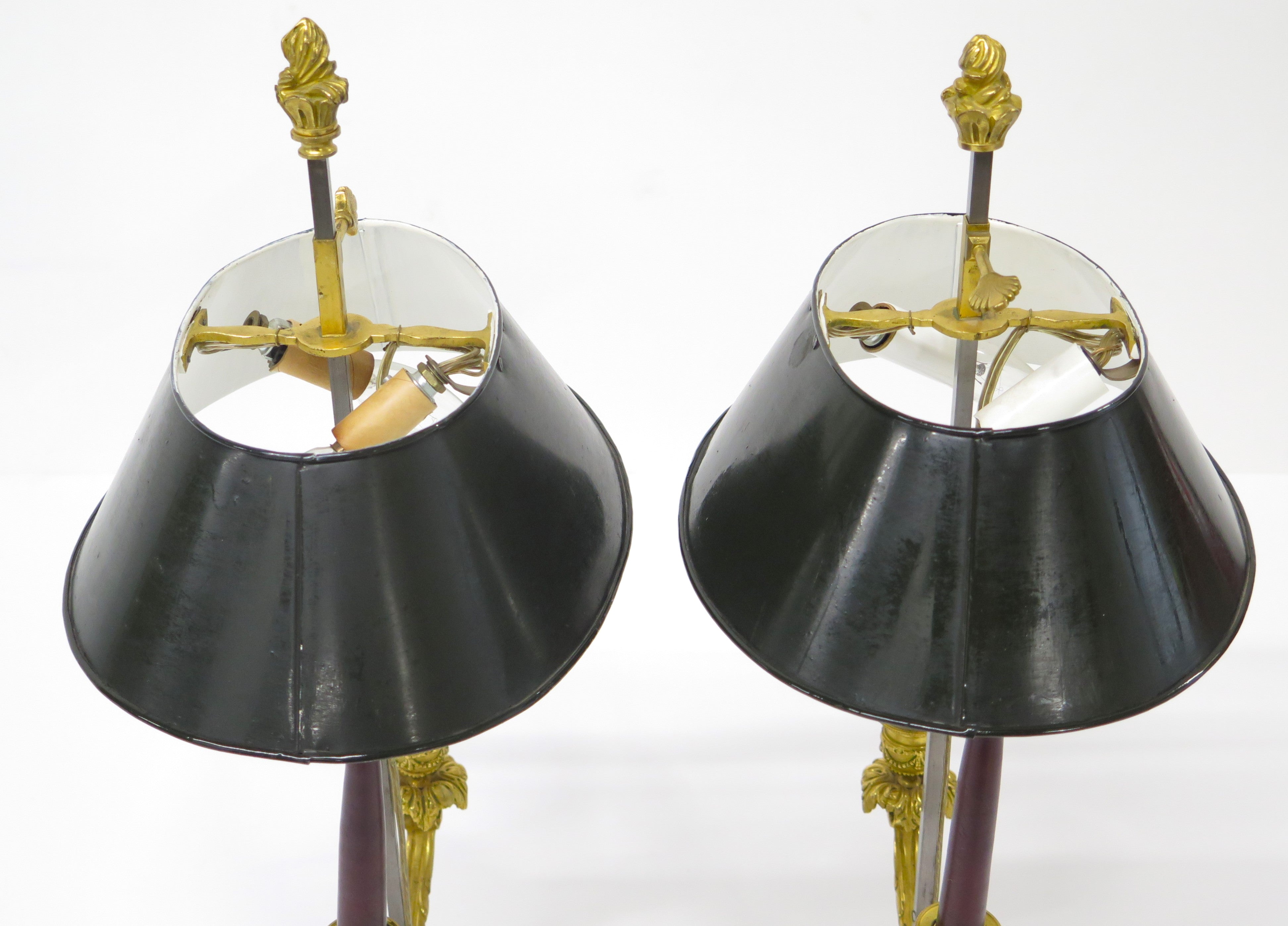 A Pair of Louis XV Style Ormolu Two-Light Bouillotte Lamps