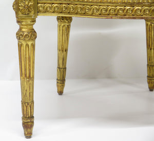 Louis XVI-Style Carved and Gilded Leather Fauteuil