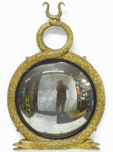 English Regency Giltwood Serpent-Form Convex Mirror