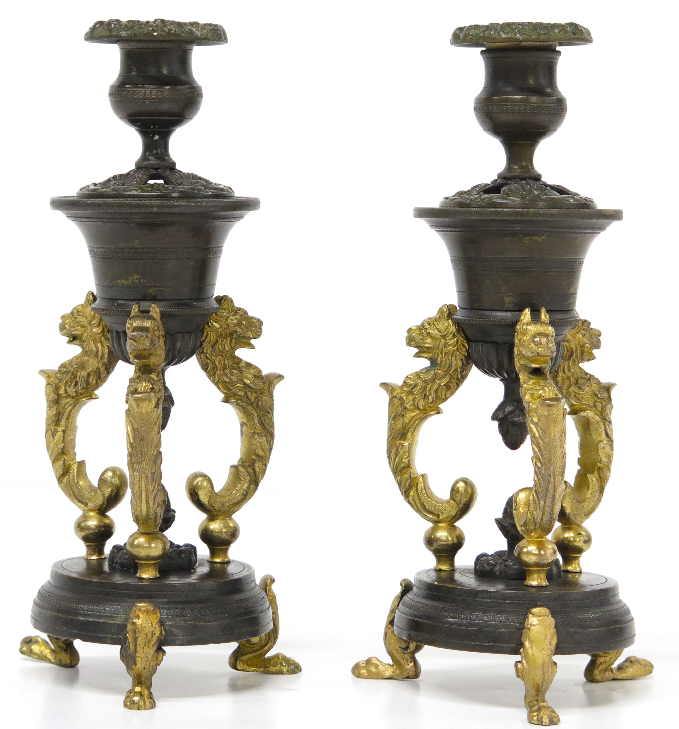 A Pair of Late Regency Patinated and Metal Cassoulets