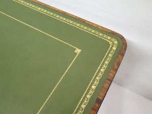 William IV Rosewood Library / Writing Table with Green Leather Top