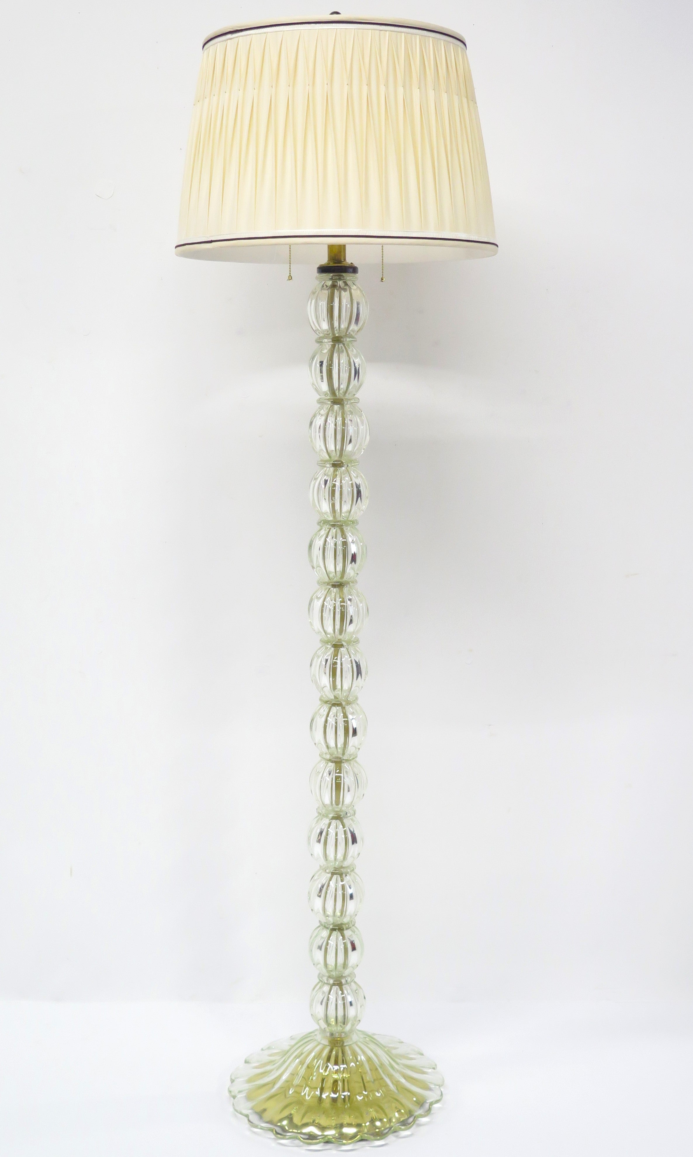 Elegant Clear Glass with Gold Murano Floor Lamp