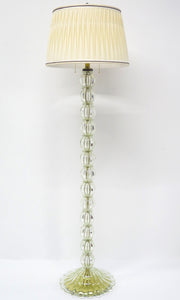 Elegant Clear Glass with Gold Murano Floor Lamp