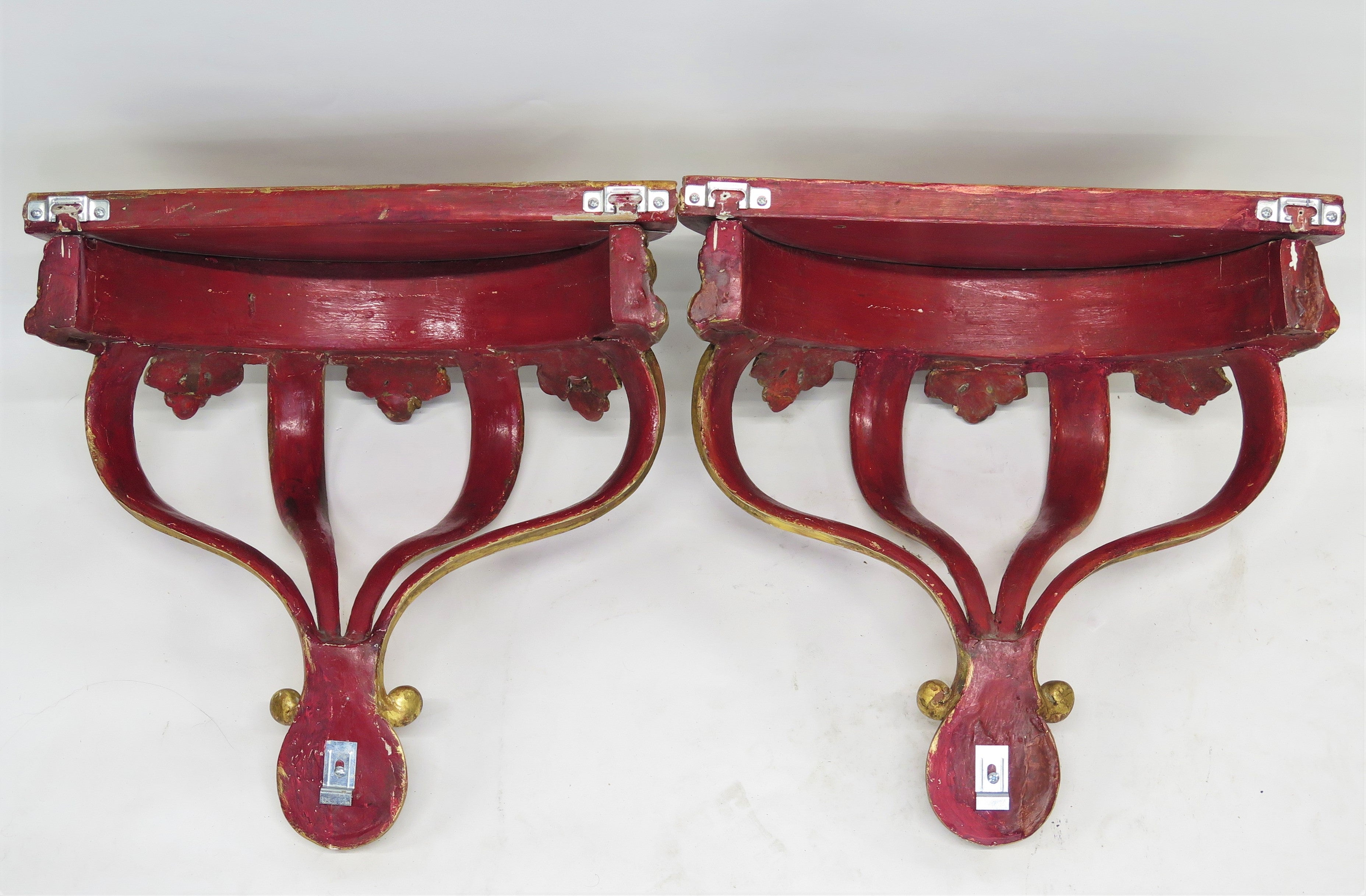 Pair of Carved Gilded Wooden Brackets
