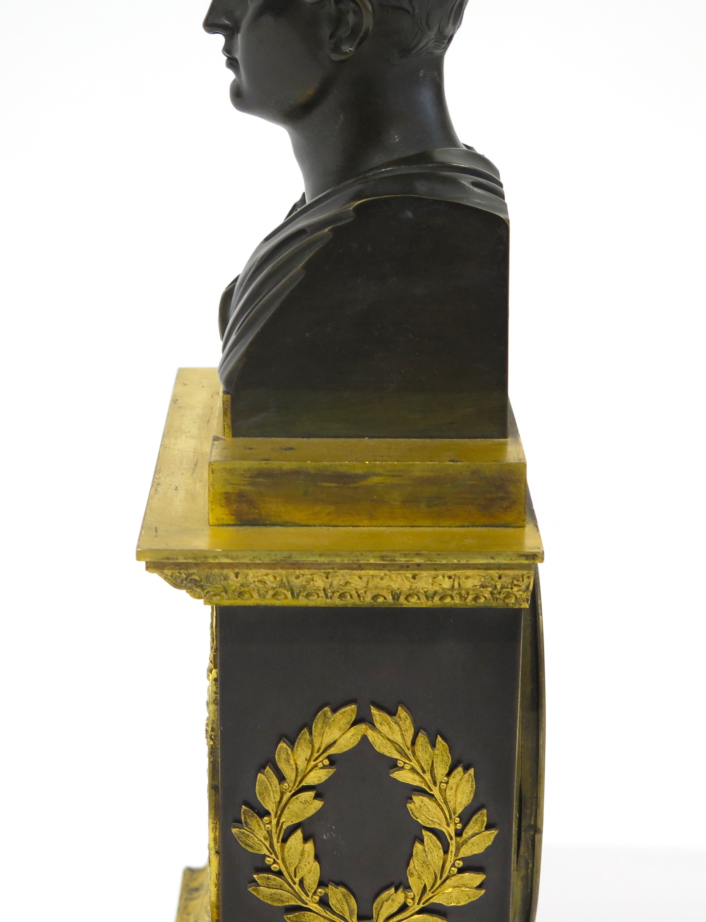 French Empire Patinated and Gilt Bronze Clock by Cleret