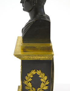 French Empire Patinated and Gilt Bronze Clock by Cleret