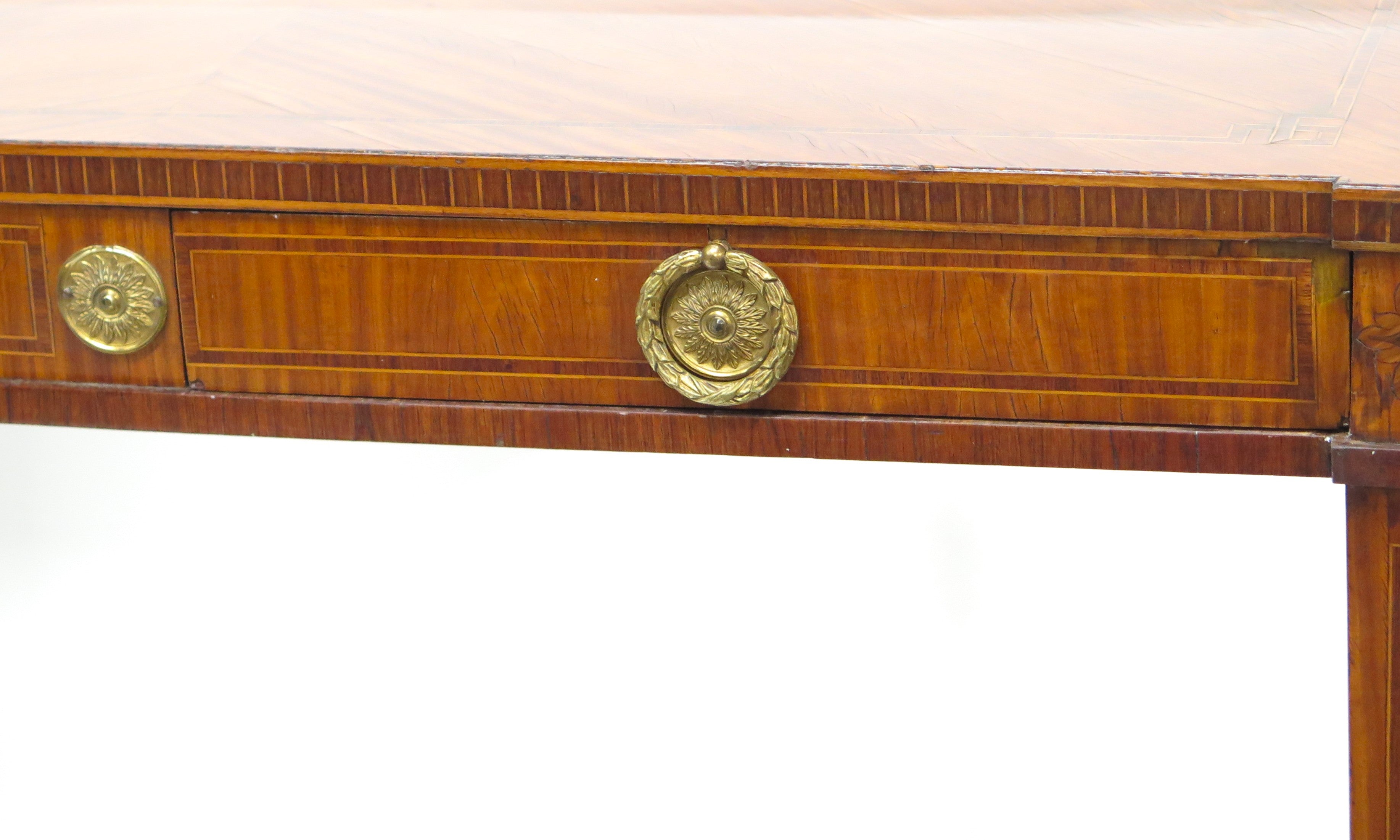 A Late 18th / Early 19th Century Dutch Marquetry Inlaid Veneered Silver Table
