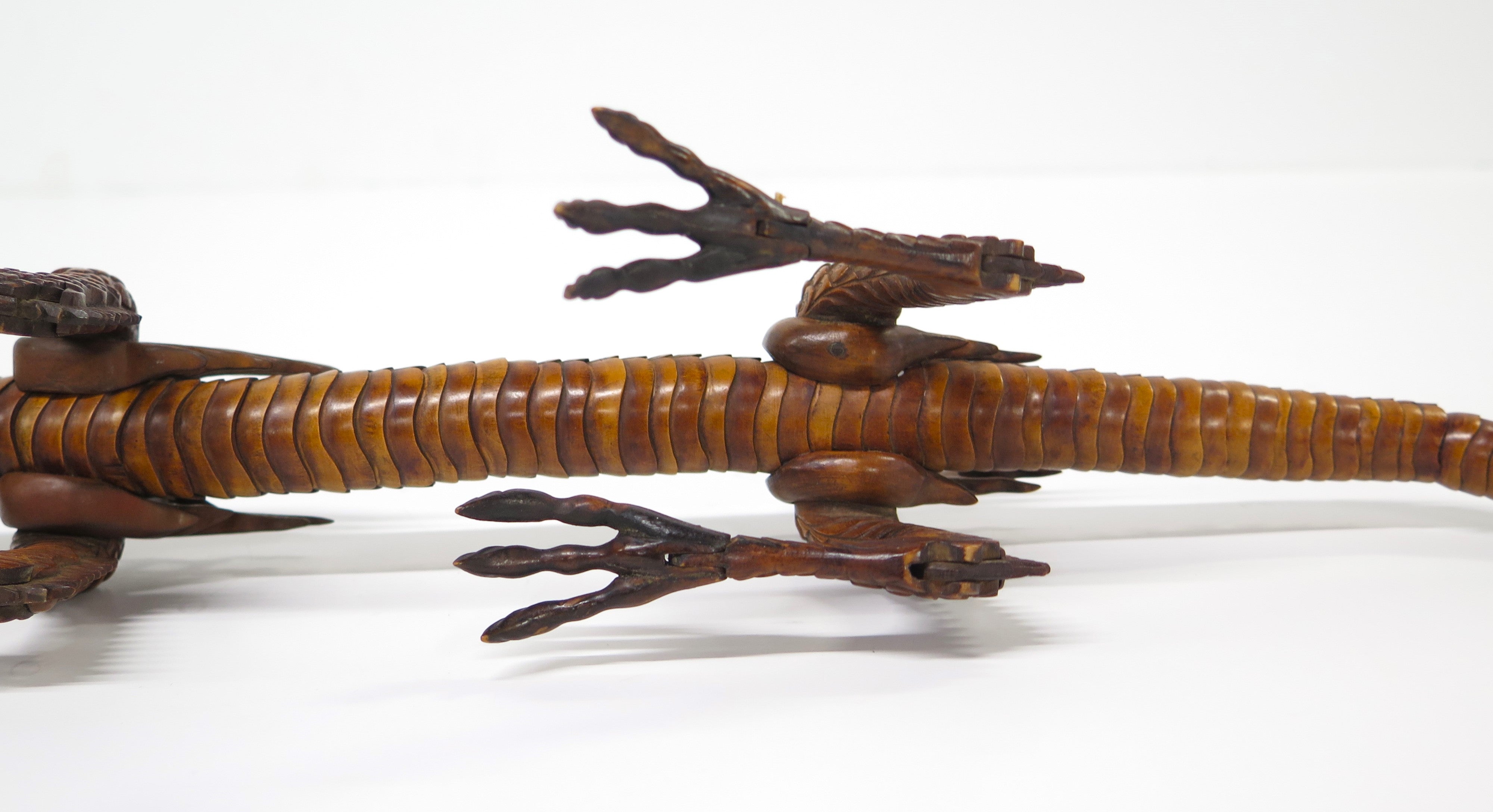 Antique Japanese Carved Boxwood Jizia-Okimono of a Dragon