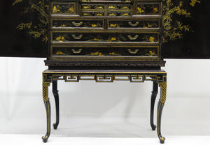 Late 18th Century Rectangular Chinese Export Lacquered Cabinet on Stand
