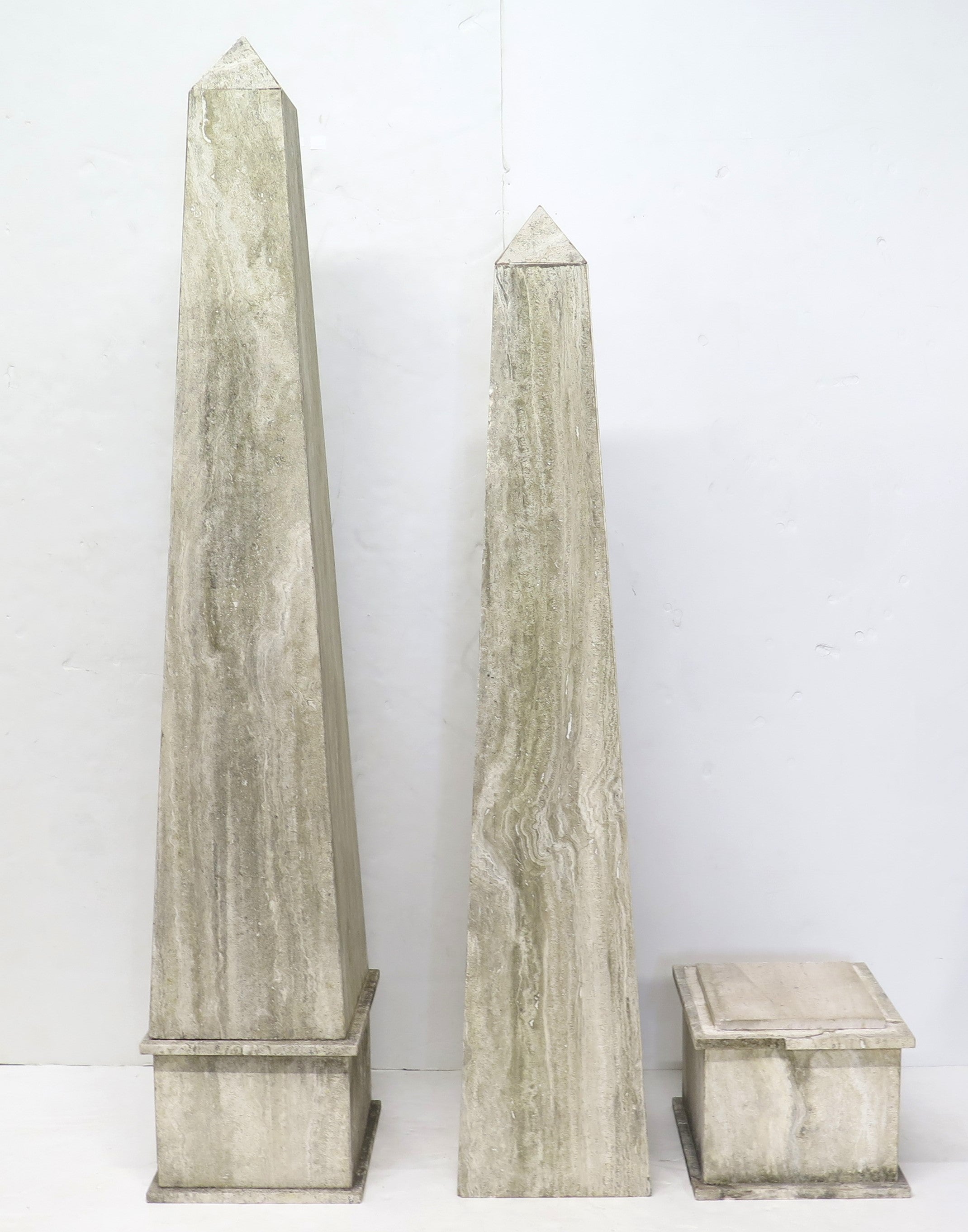 A Pair of Italian Travertine Obelisks