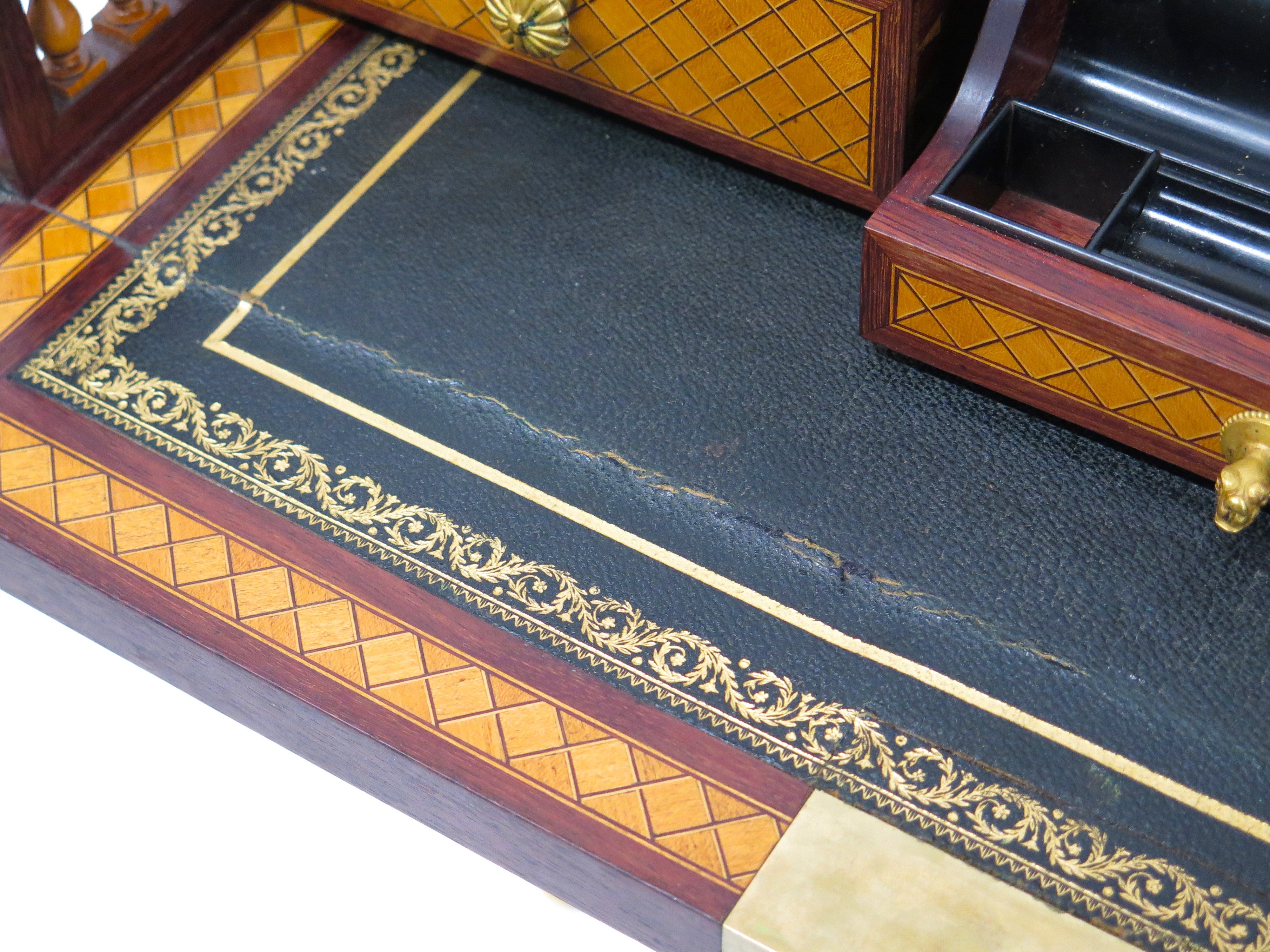 A Very Fine French 19th Century Ormolu-mounted Mahogany and kingwood Table à écrire ( Writing Table ) in the Louis XVI Style