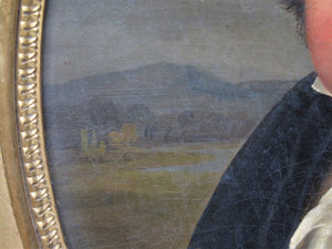 Early 19th Century French Oil on Canvas of a Man Dressed in Black