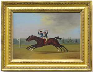 Late Georgian Oil on Canvas Horses with Jockeys
