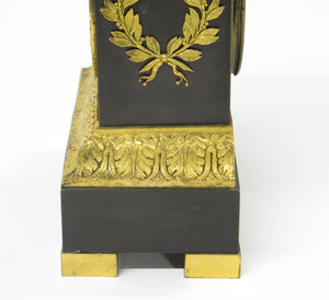 French Empire Patinated and Gilt Bronze Clock by Cleret